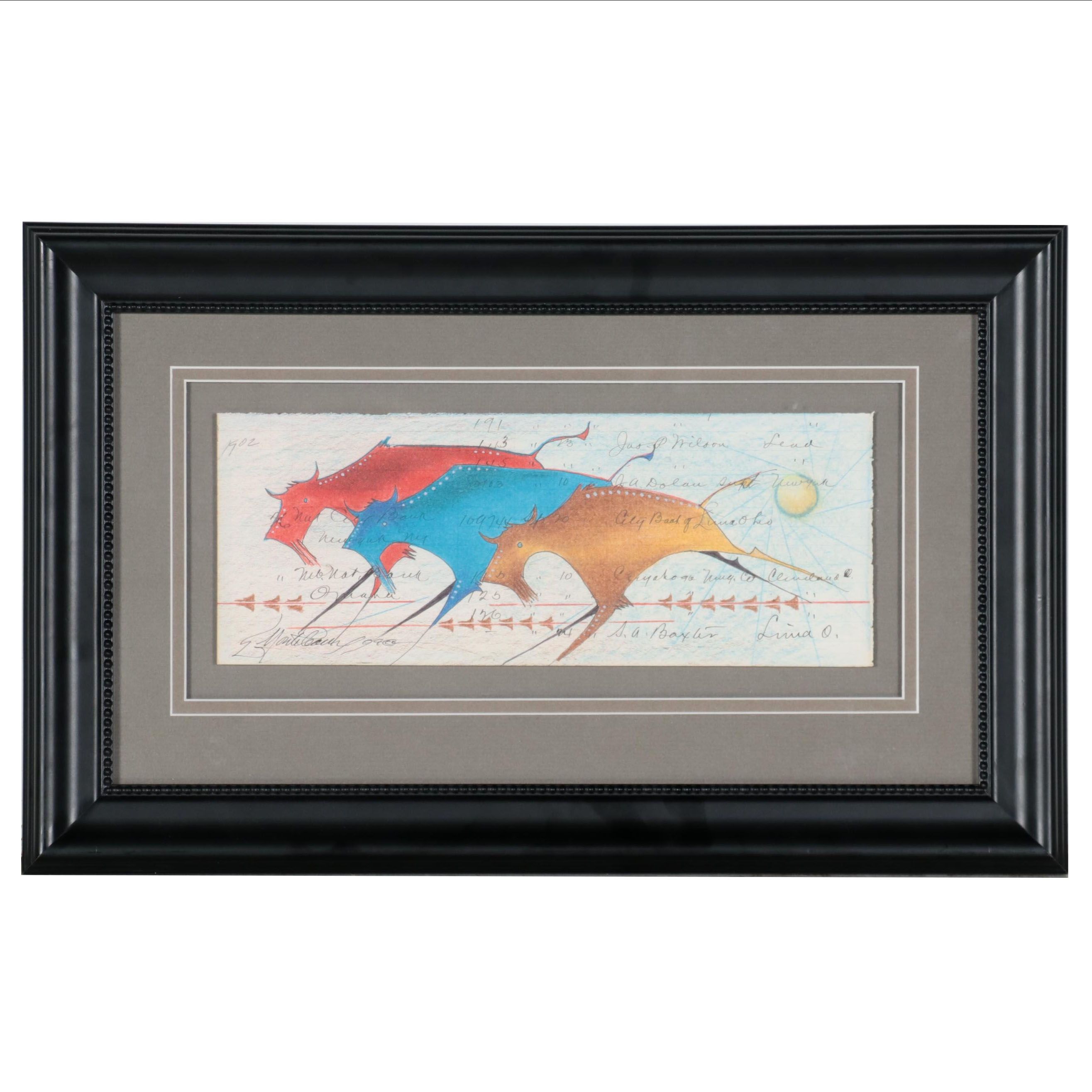 Donald F. Montileaux Mixed Media Drawing "Night Thunder," 2009