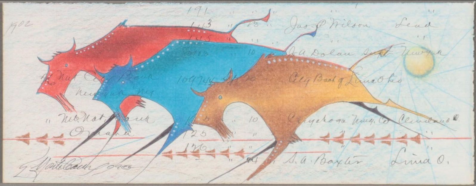 Donald F. Montileaux Mixed Media Drawing "Night Thunder," 2009