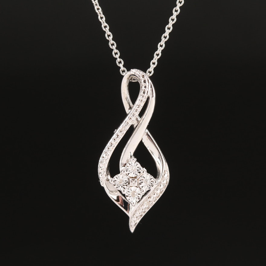 Sterling Diamond Pendant Necklace