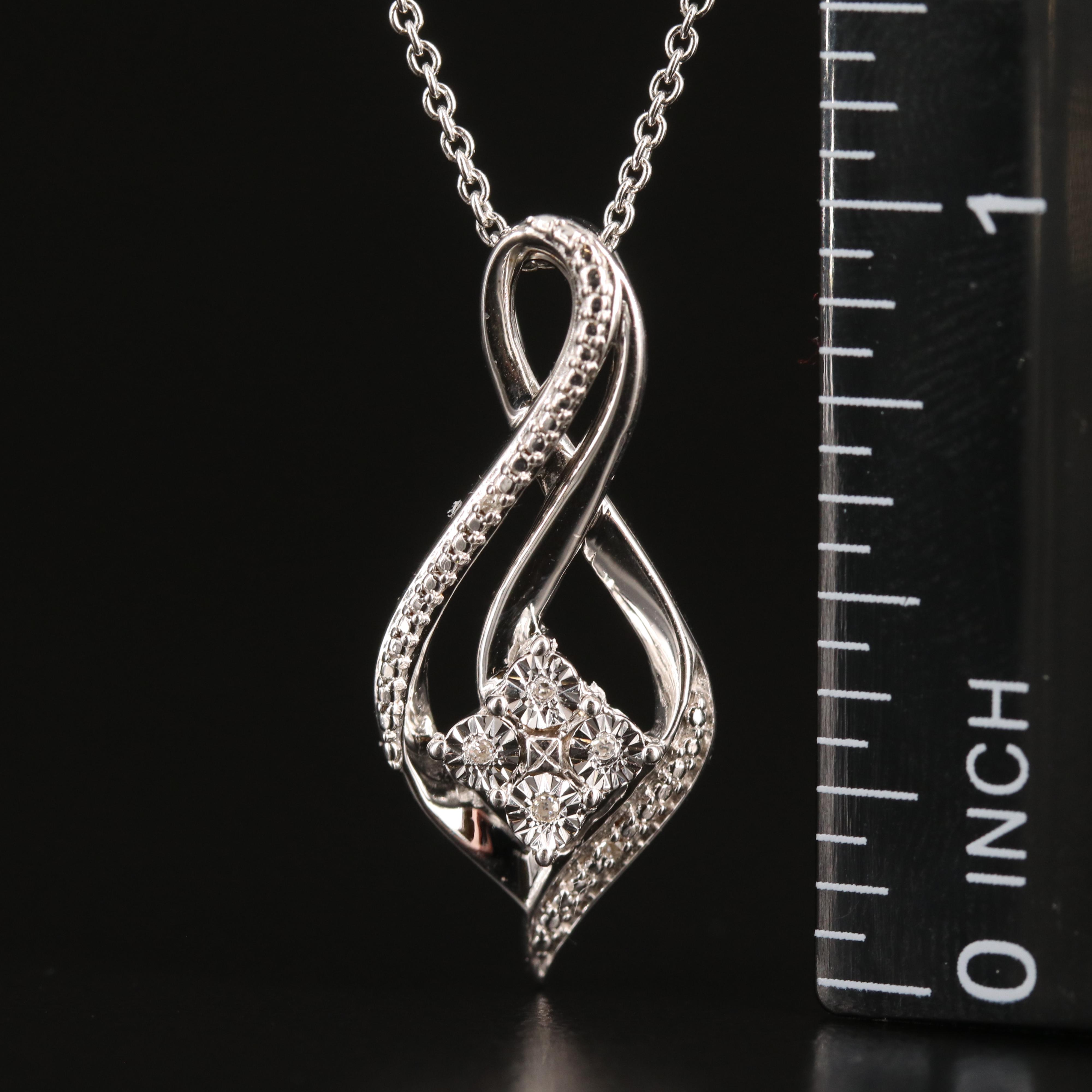 Sterling Diamond Pendant Necklace