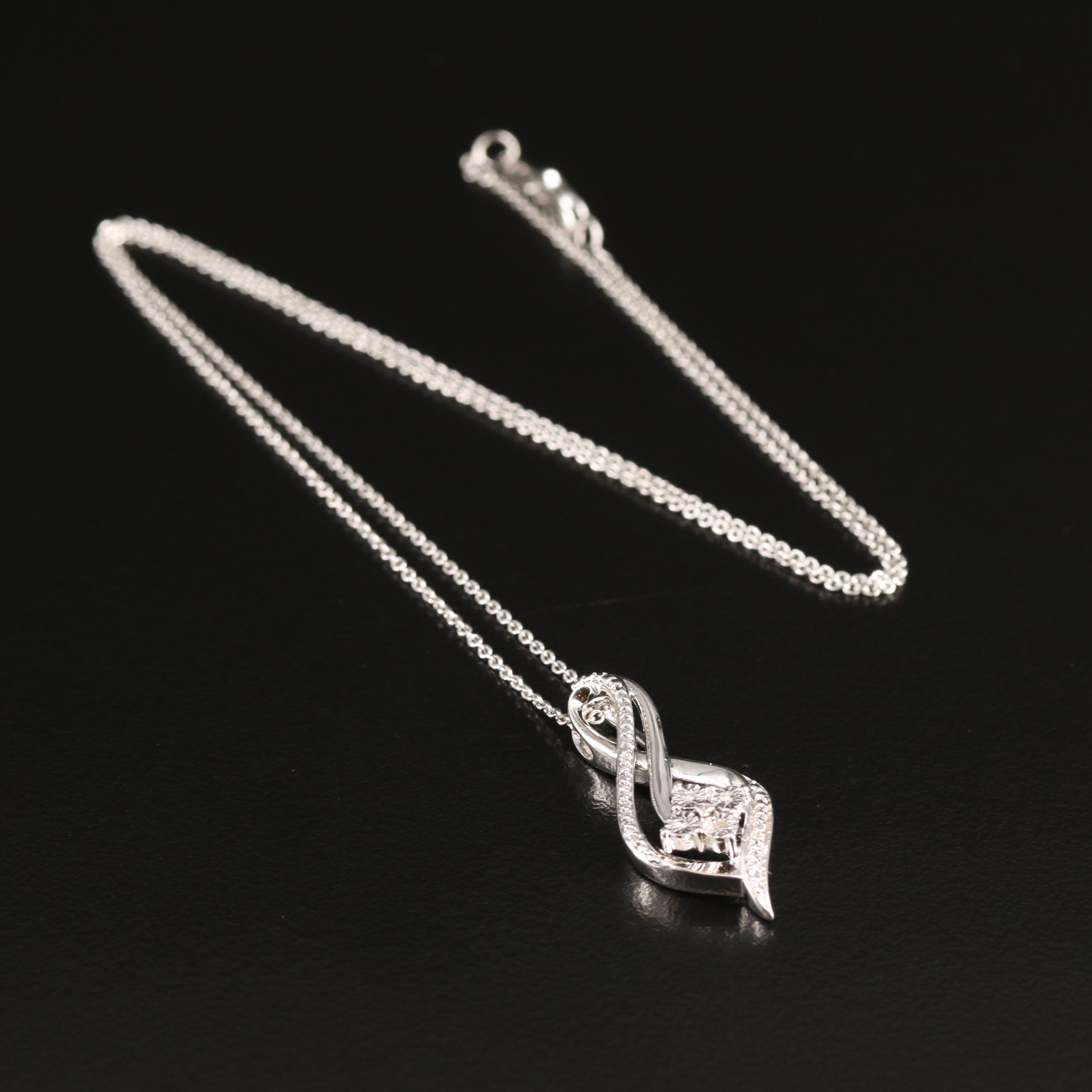 Sterling Diamond Pendant Necklace