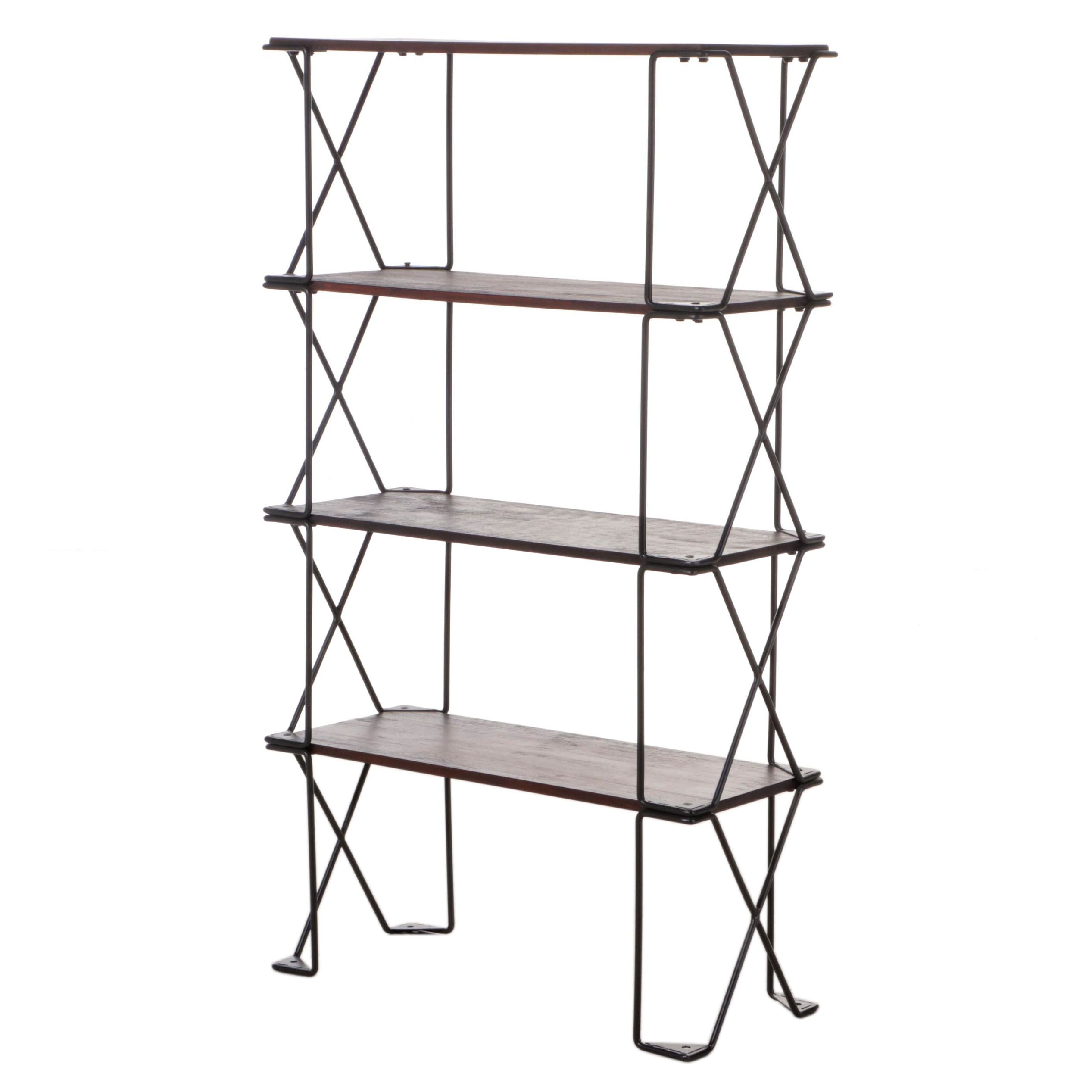 Pottery Barn "Dublin" Iron and Acacia Wood FourTier Stacking Shelving Unit EBTH