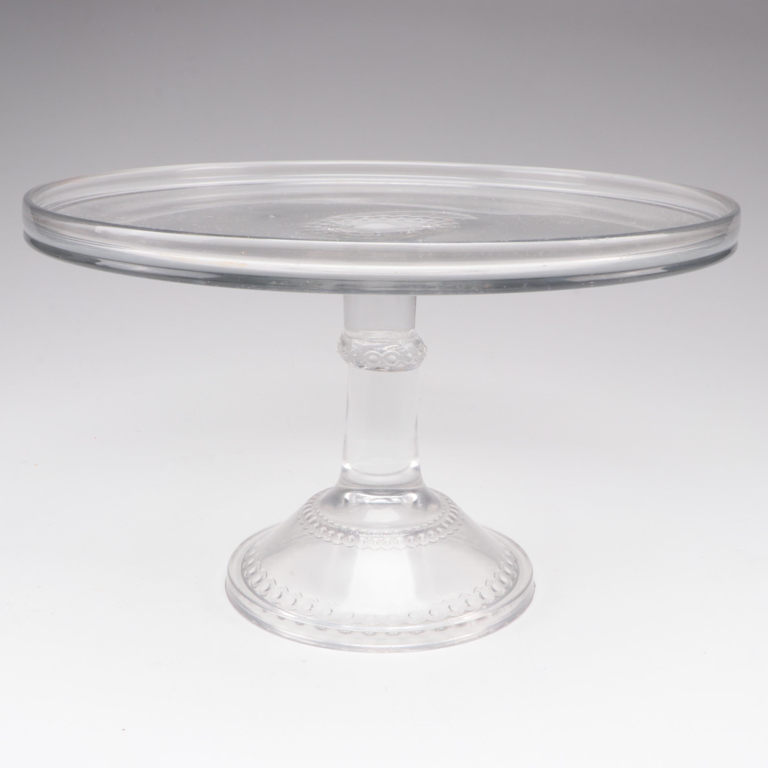Plain Jane Style Cake Stand with Pressed Glass and Other Tableware, 20th C.