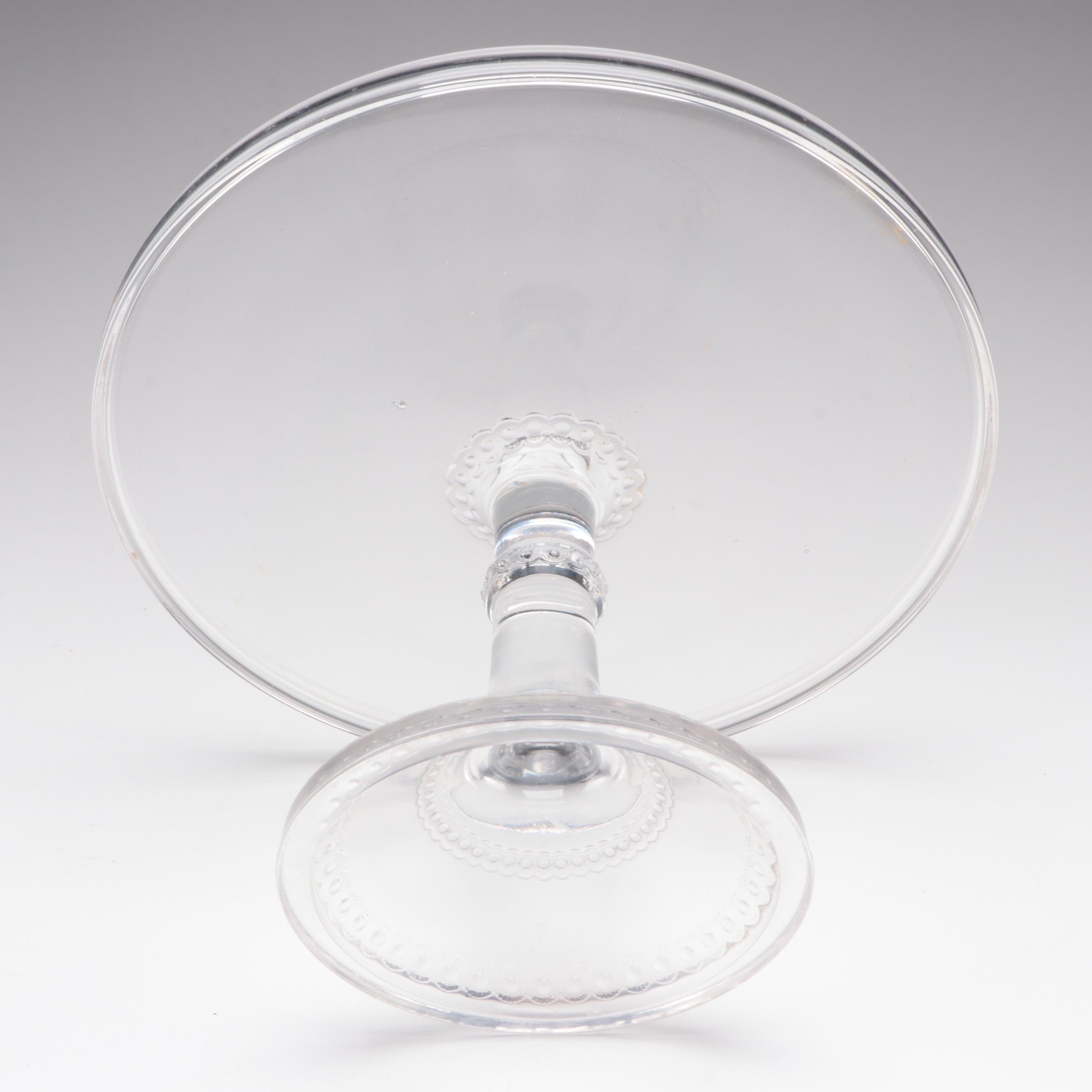 Plain Jane Style Cake Stand with Pressed Glass and Other Tableware, 20th C.