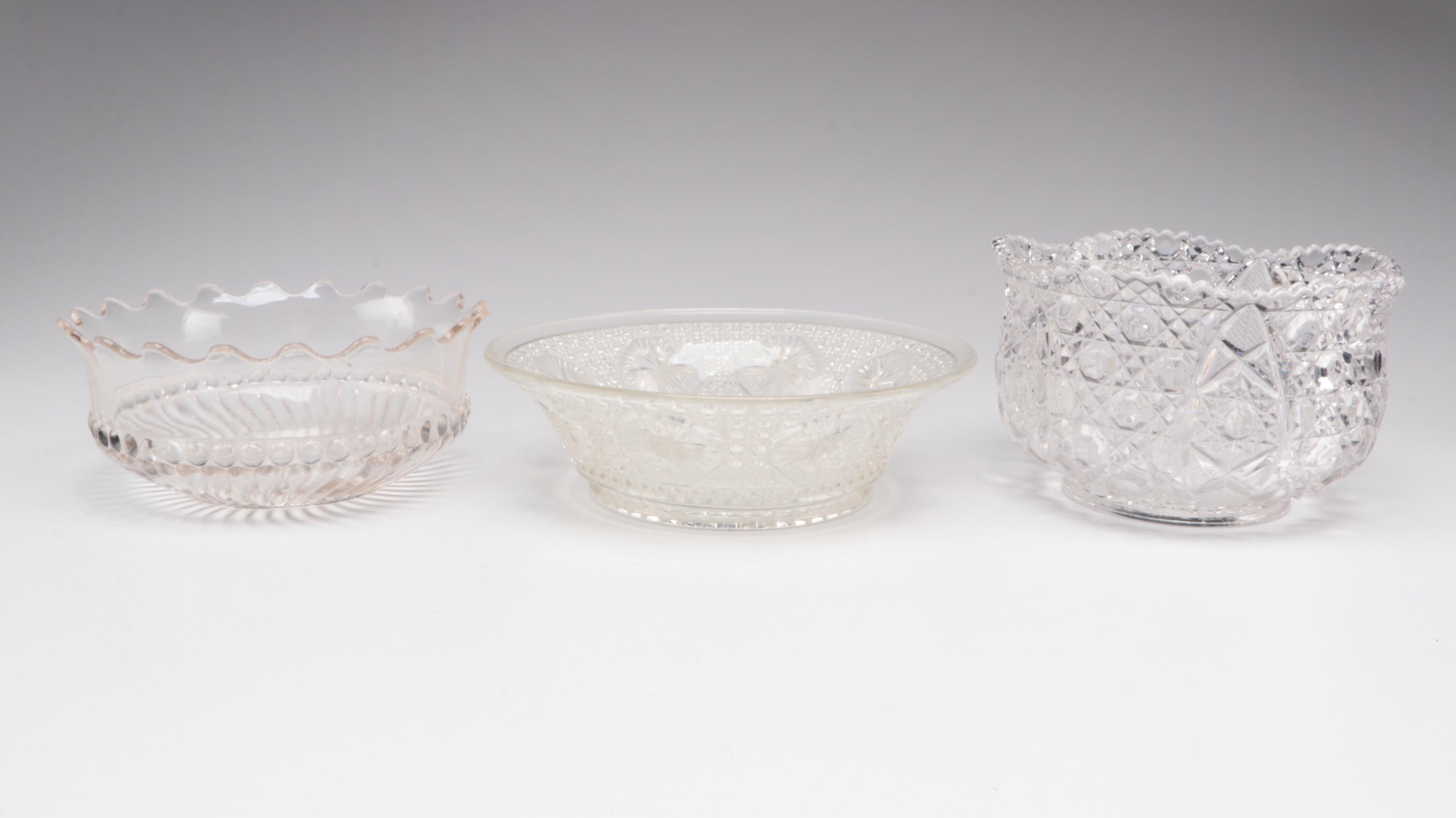 Plain Jane Style Cake Stand with Pressed Glass and Other Tableware, 20th C.