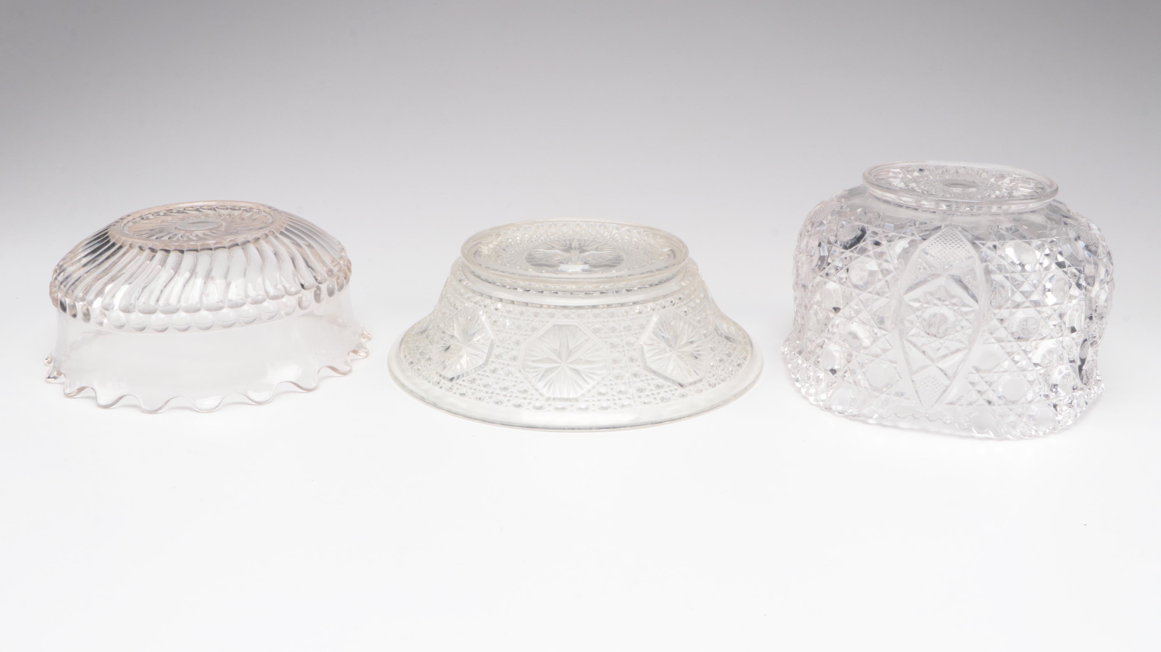 Plain Jane Style Cake Stand with Pressed Glass and Other Tableware, 20th C.