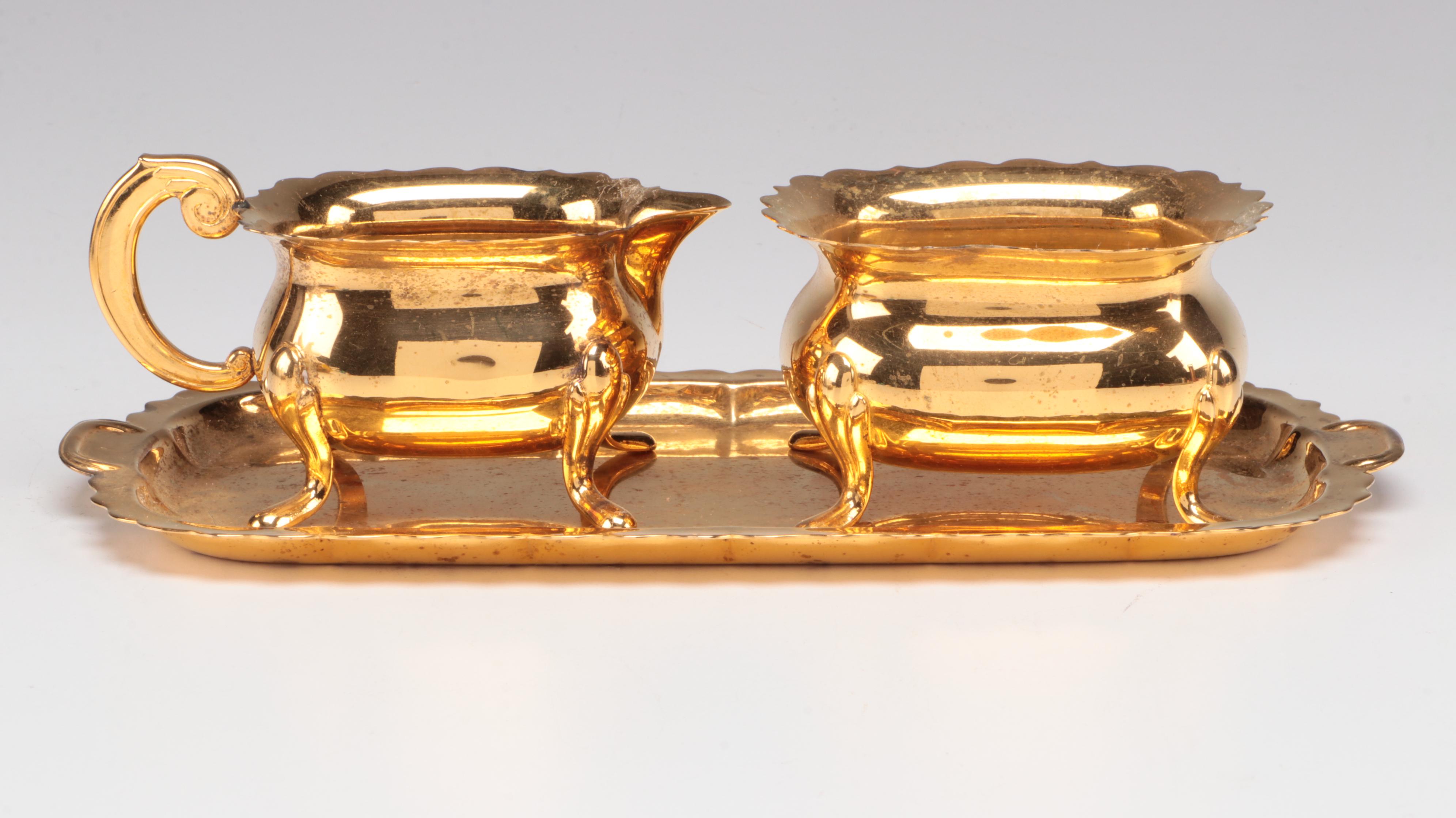 Plain Jane Style Cake Stand with Pressed Glass and Other Tableware, 20th C.