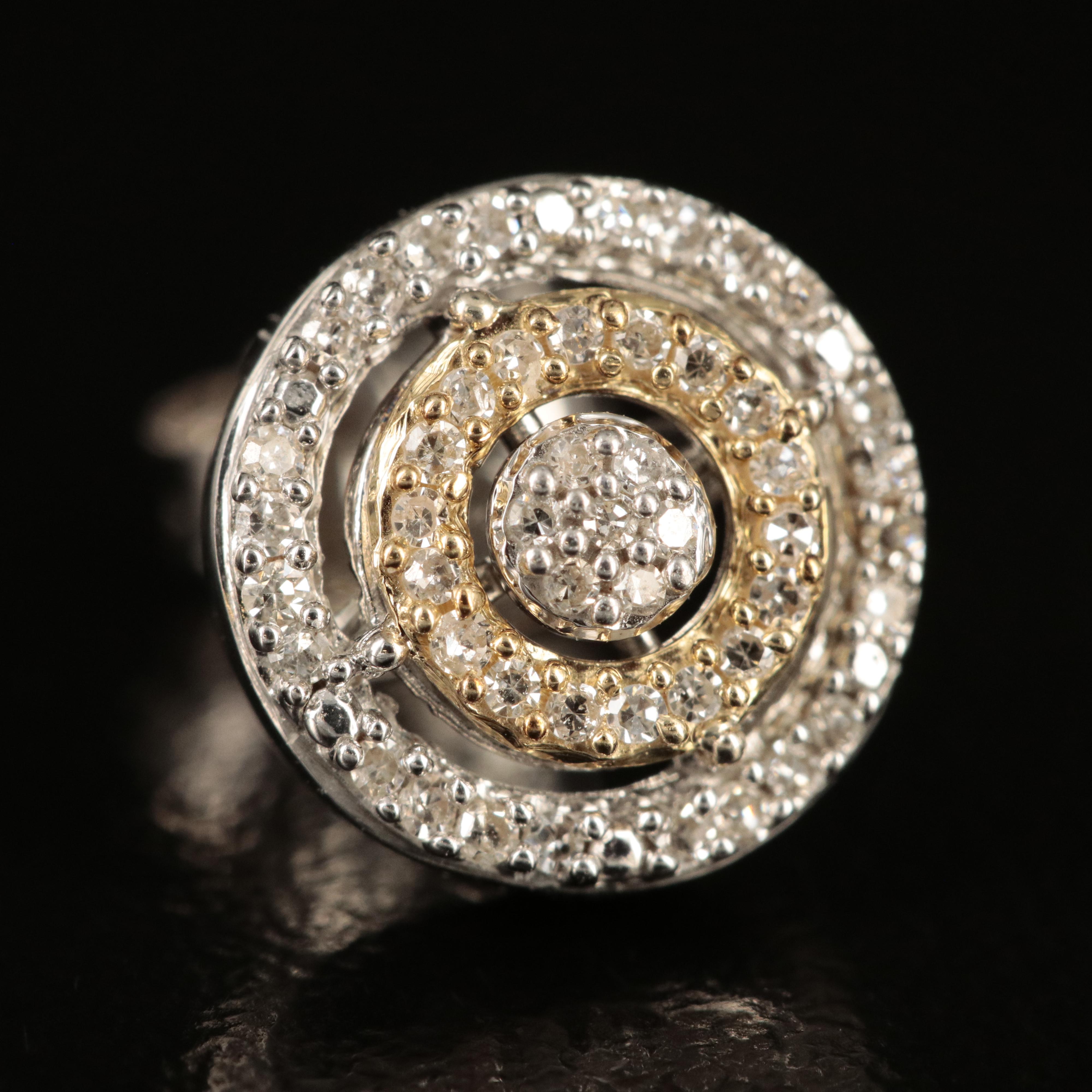 Sterling Diamond Stud Earrings with 10K Accents