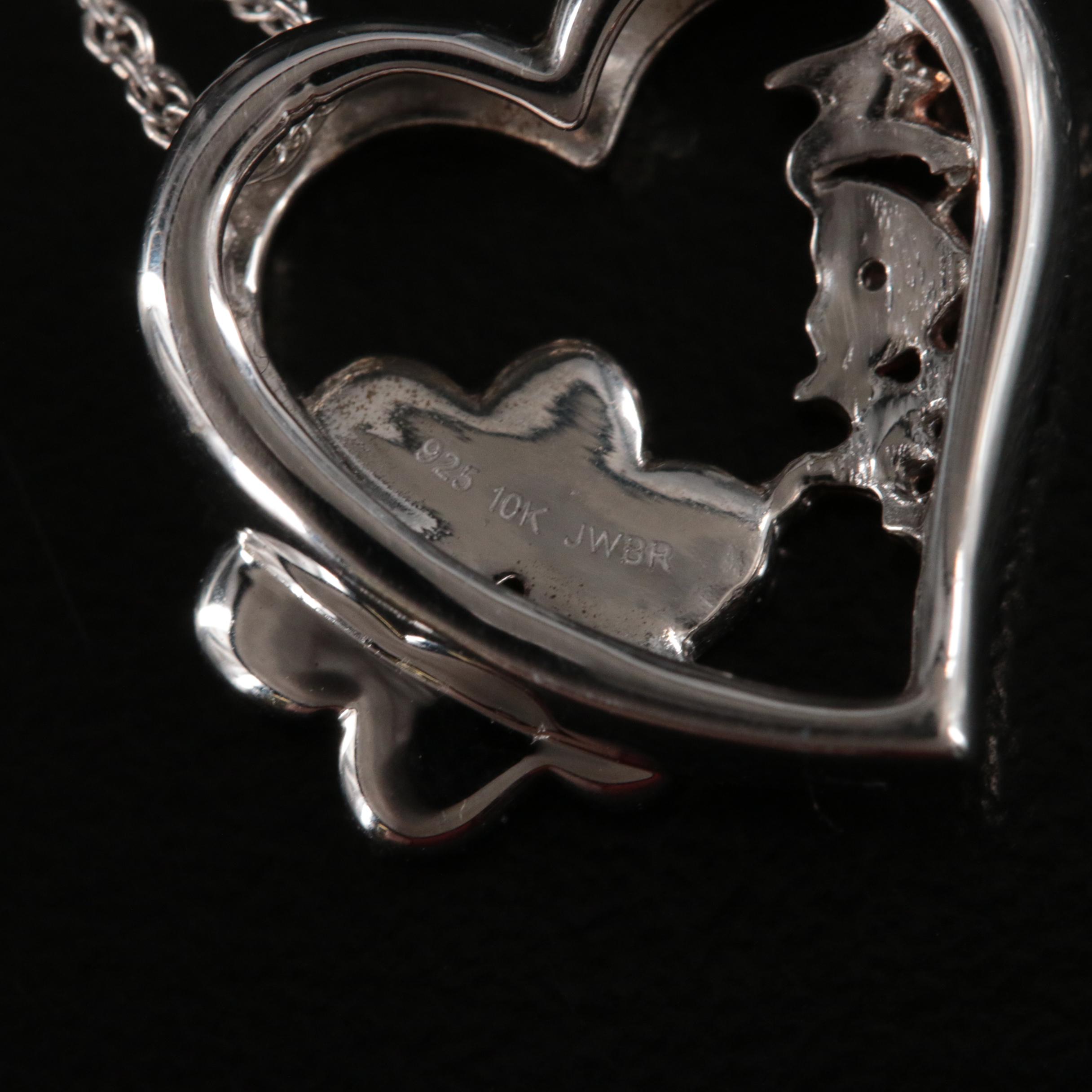 Sterling Pet Mom Heart Necklace with 10K Accent