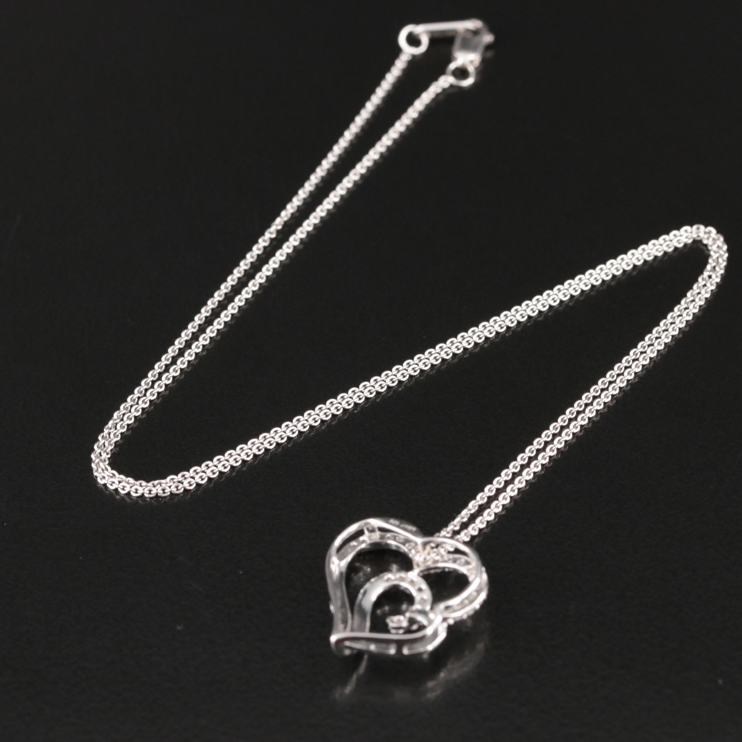 Sterling Diamond Heart Pendant Necklace