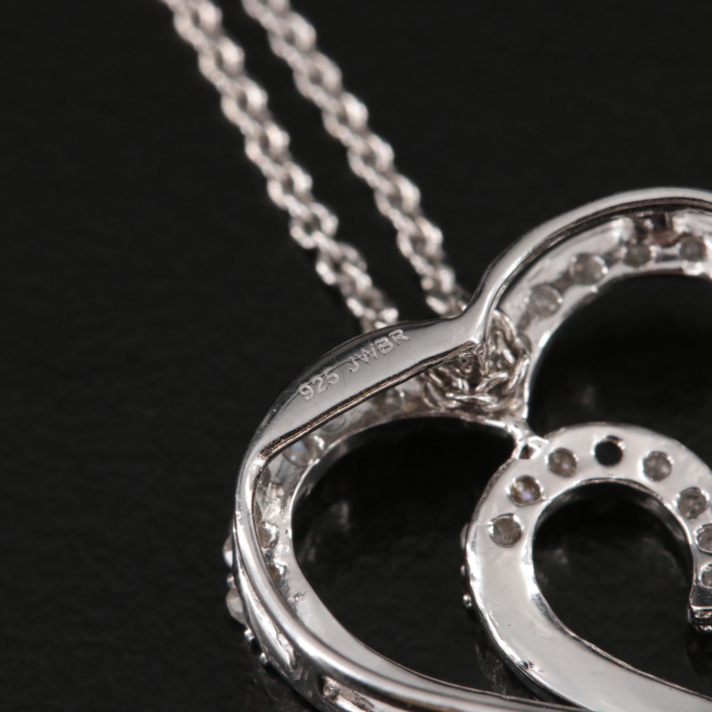 Sterling Diamond Heart Pendant Necklace