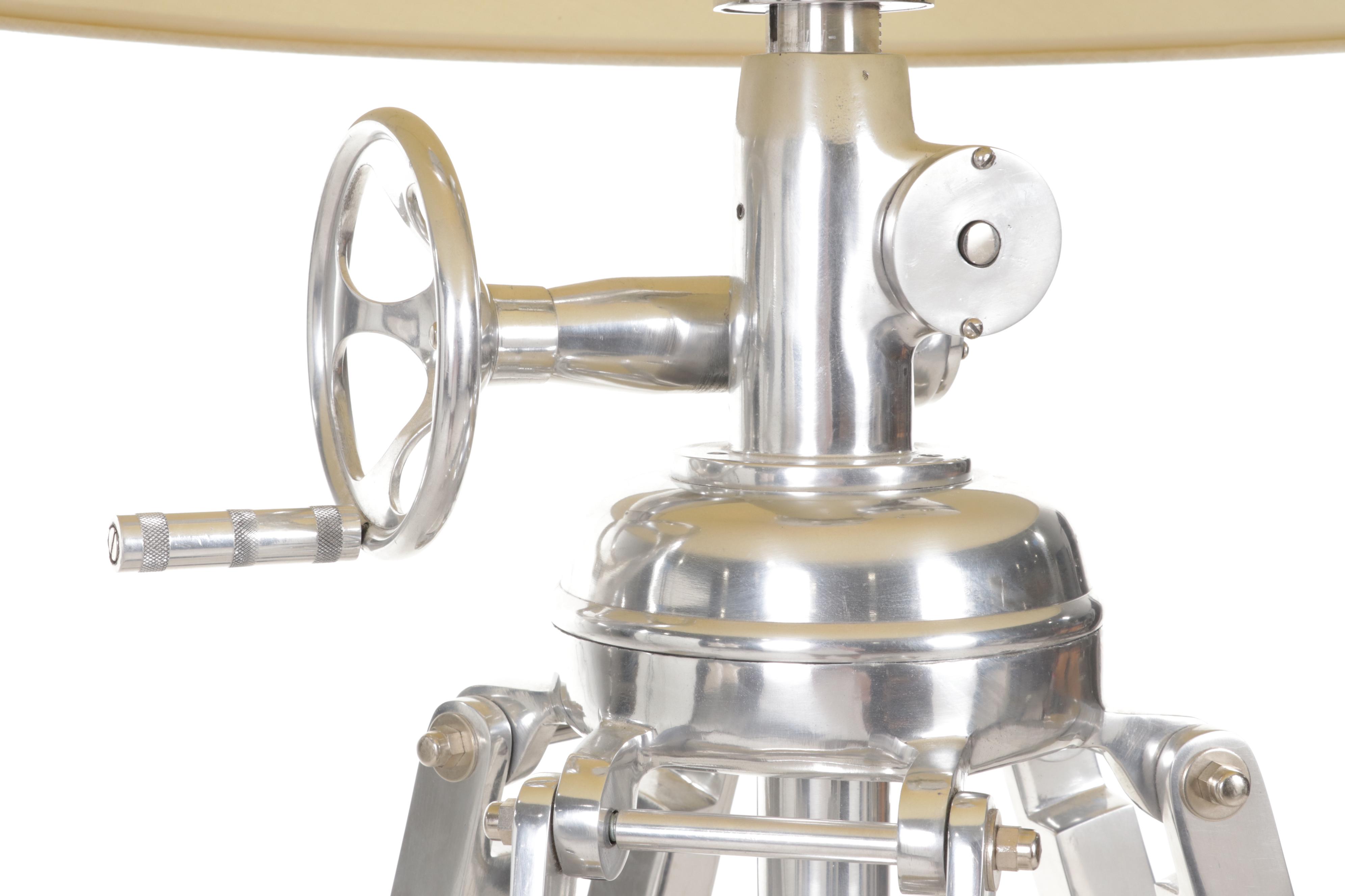 Restoration Hardware "Royal Marine" Ebonized Wood and Aluminum Tripod Floor Lamp