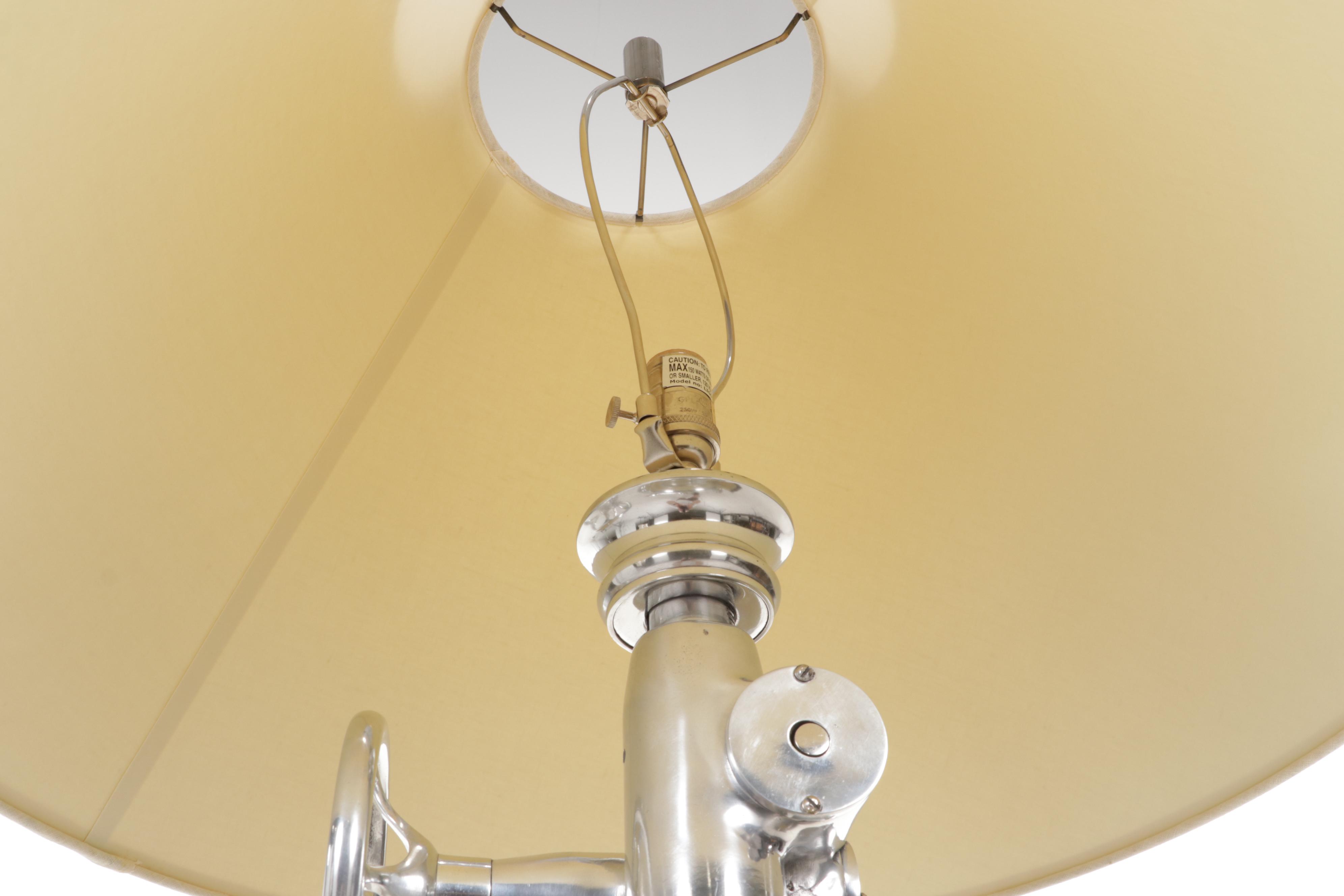 Restoration Hardware "Royal Marine" Ebonized Wood and Aluminum Tripod Floor Lamp