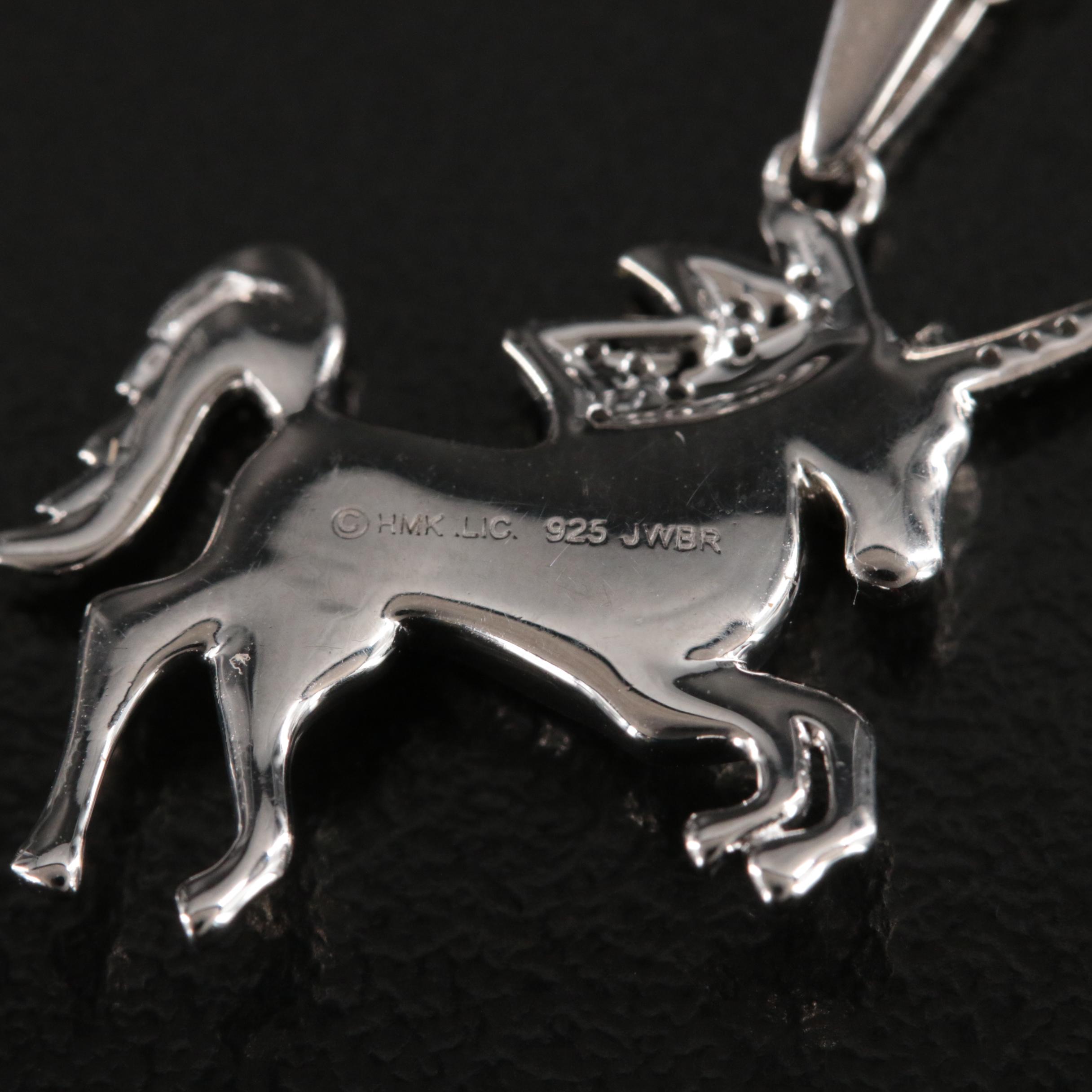 Hallmark Sterling Diamond Unicorn Pendant Necklace