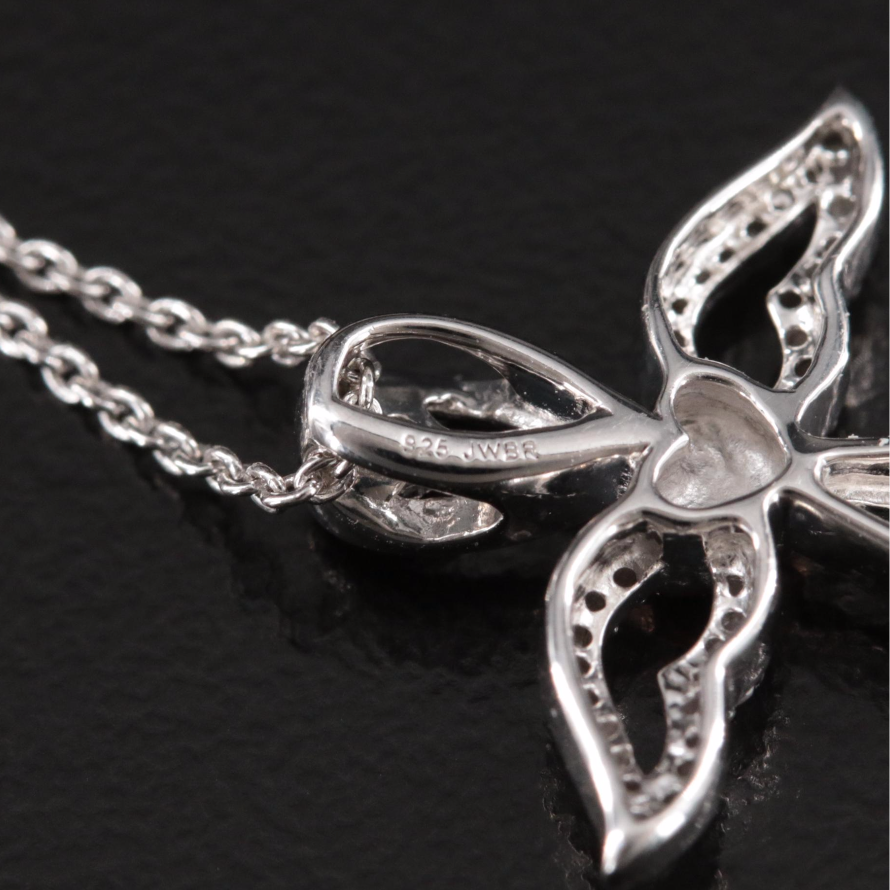 Sterling Diamond Angel Cross Pendant Necklace