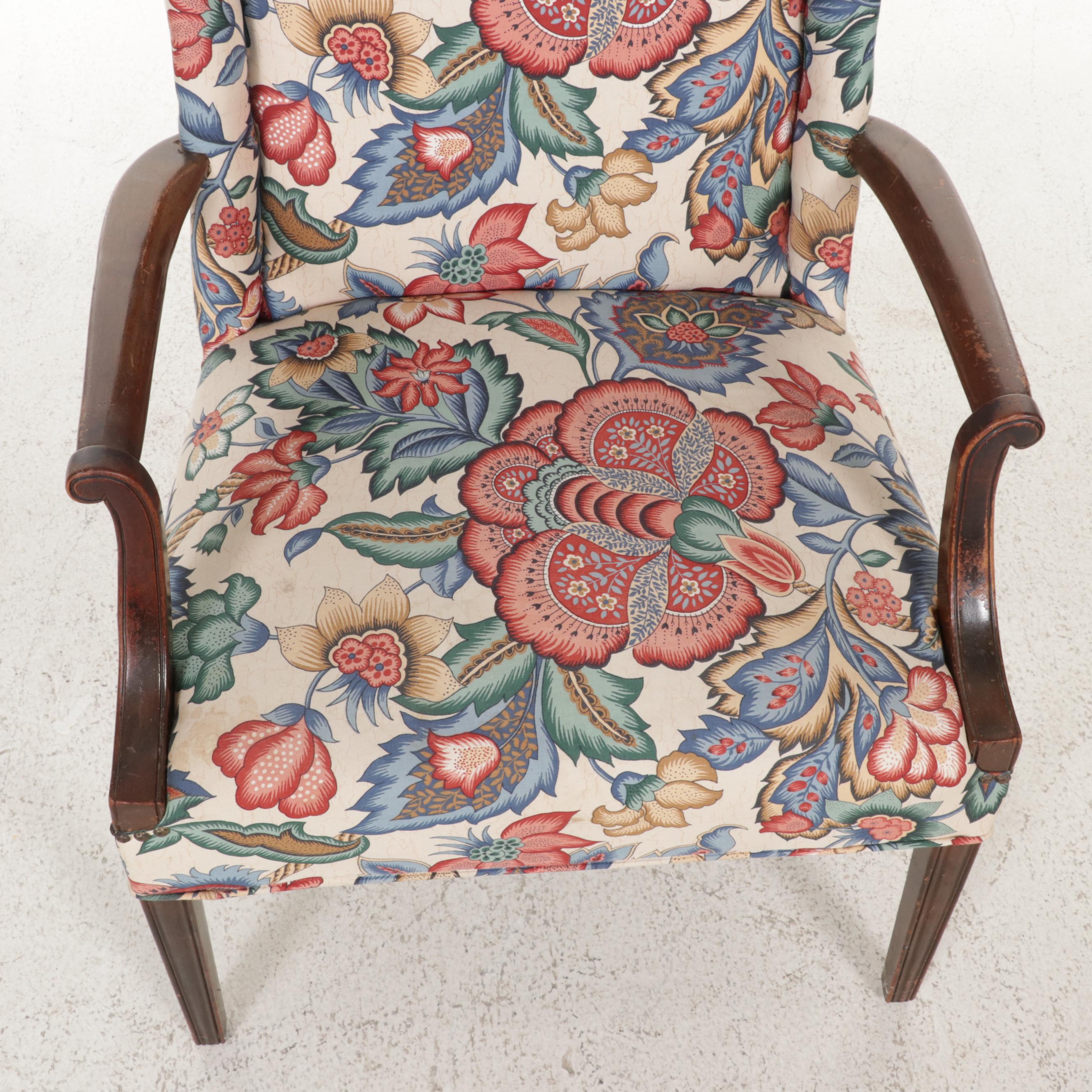Upholstered Open Armchair, Mid 20th Century