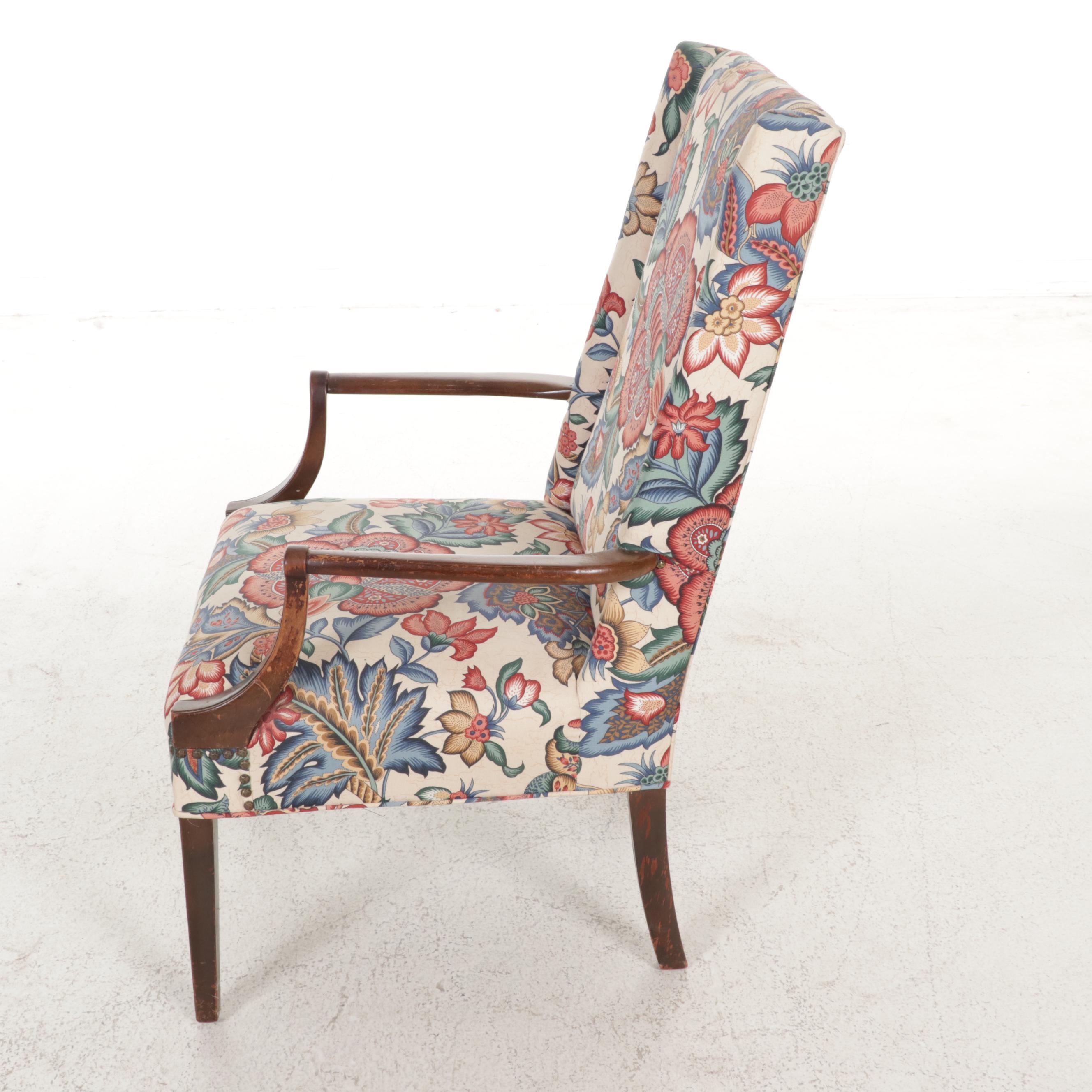 Upholstered Open Armchair, Mid 20th Century