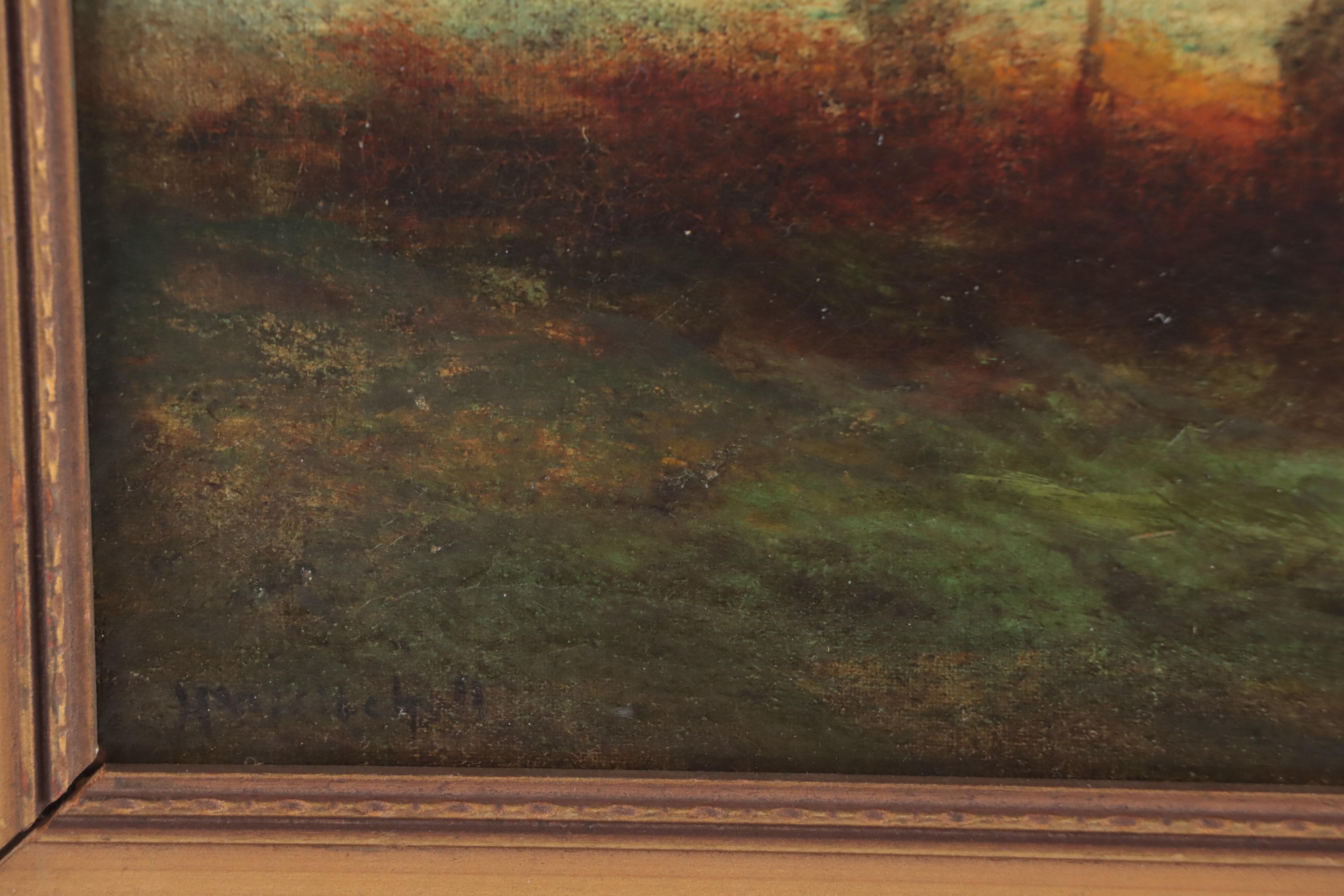 Hudson Mindell Kitchell Tonalist Oil Painting of Landscape