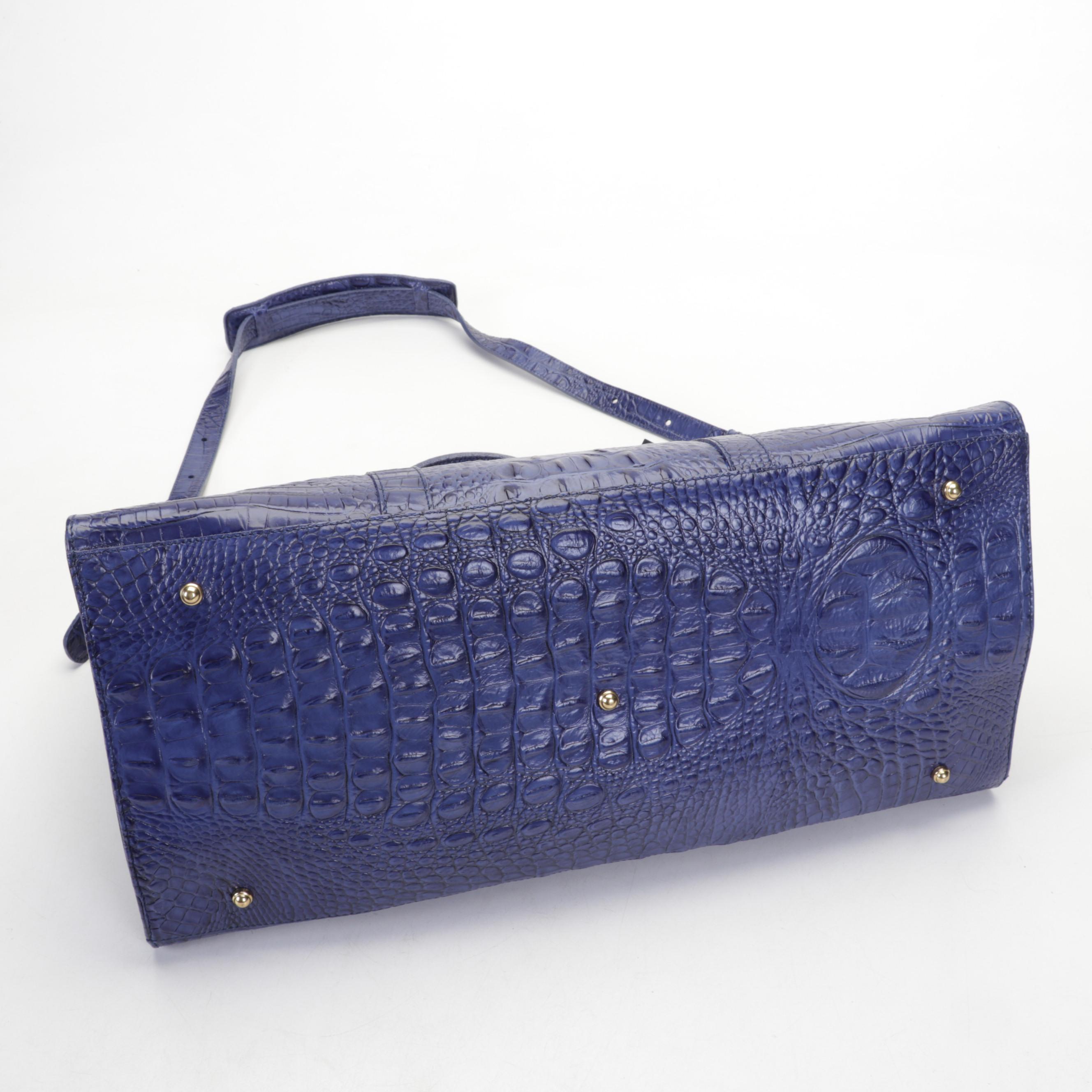 Brahmin Anywhere Weekender Bag In Lapis Melbourne Croc-Embossed Leather