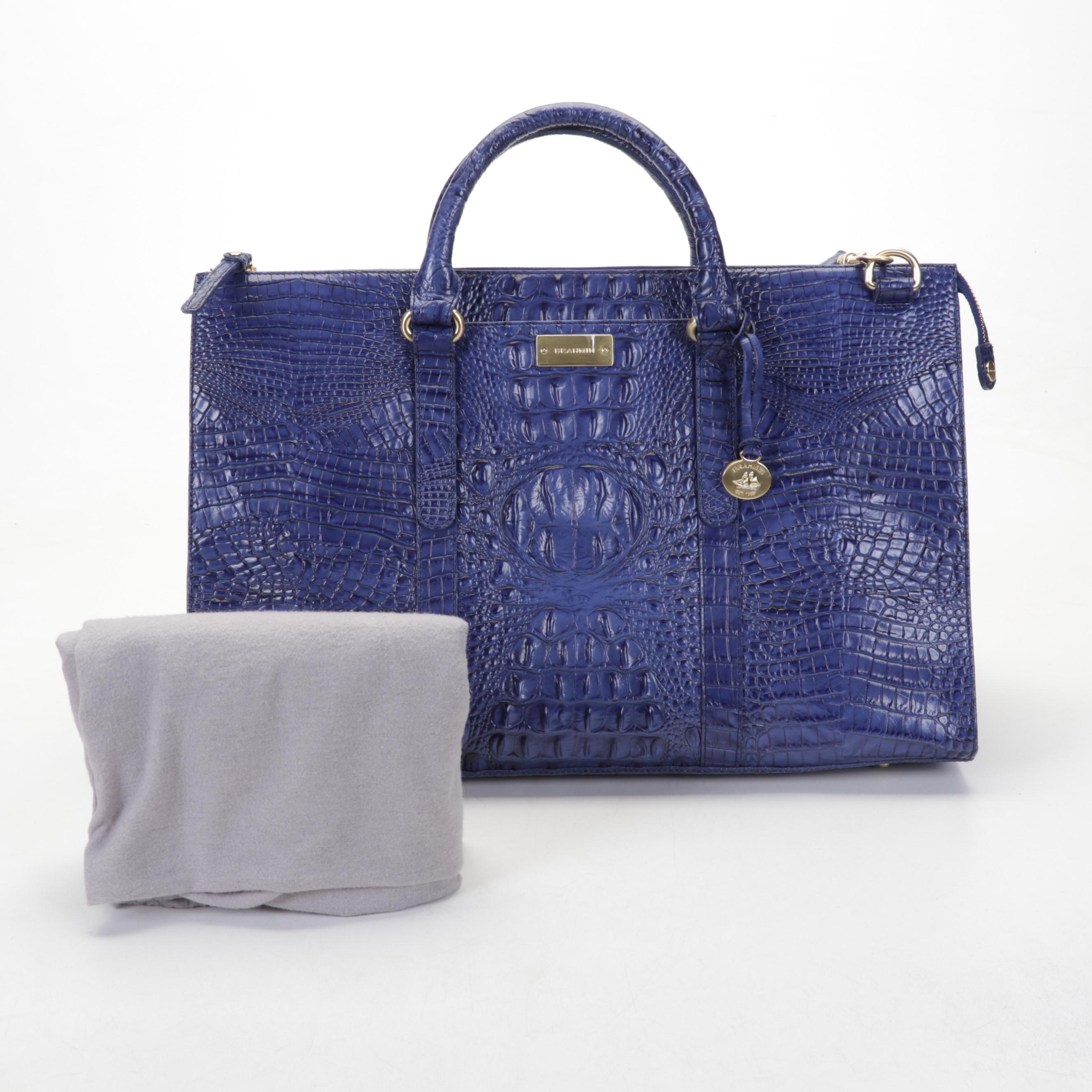 Brahmin Anywhere Weekender Bag In Lapis Melbourne Croc-Embossed Leather