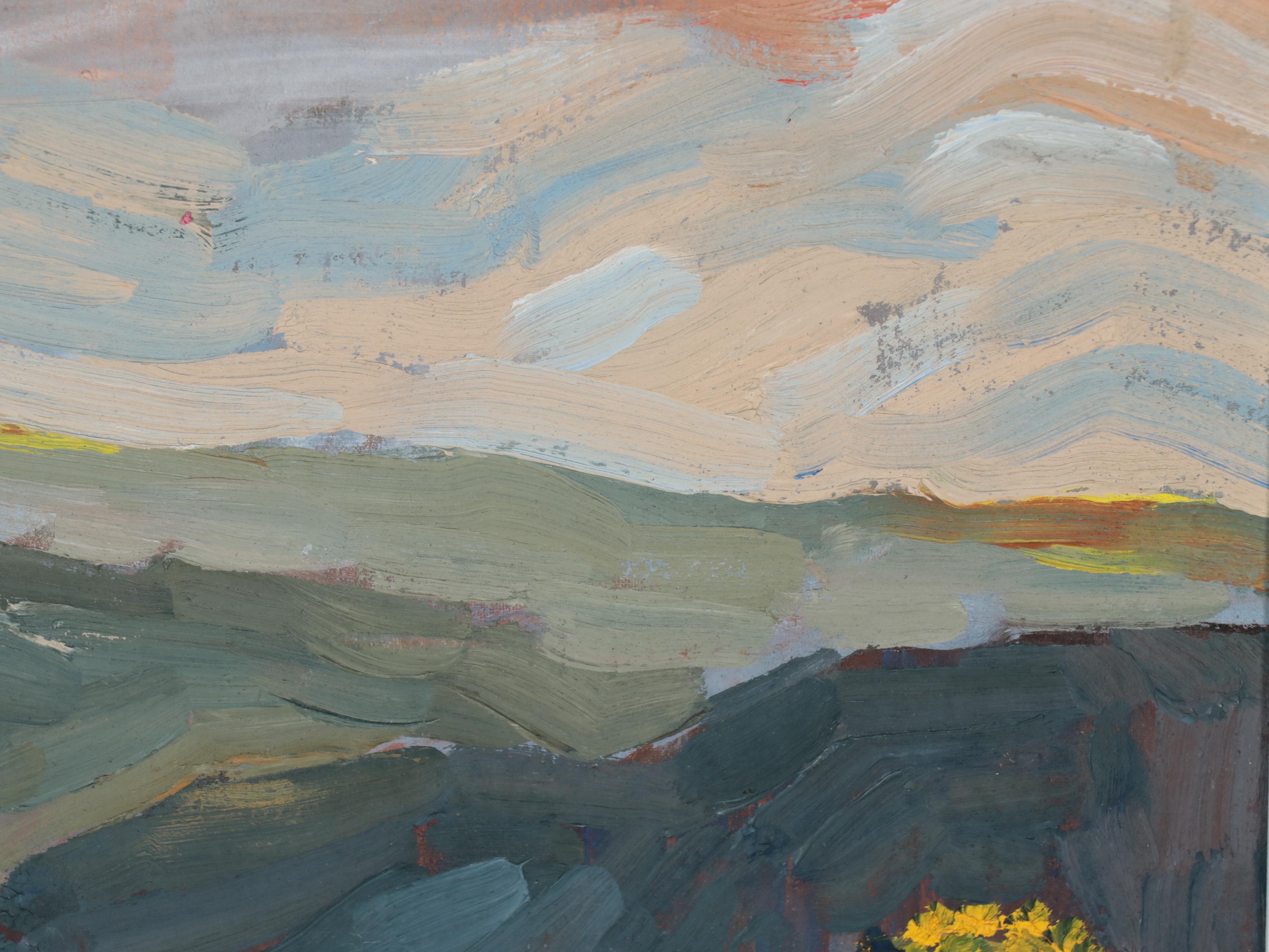 Abstract Landscape Oil Painting of Mountain Scene