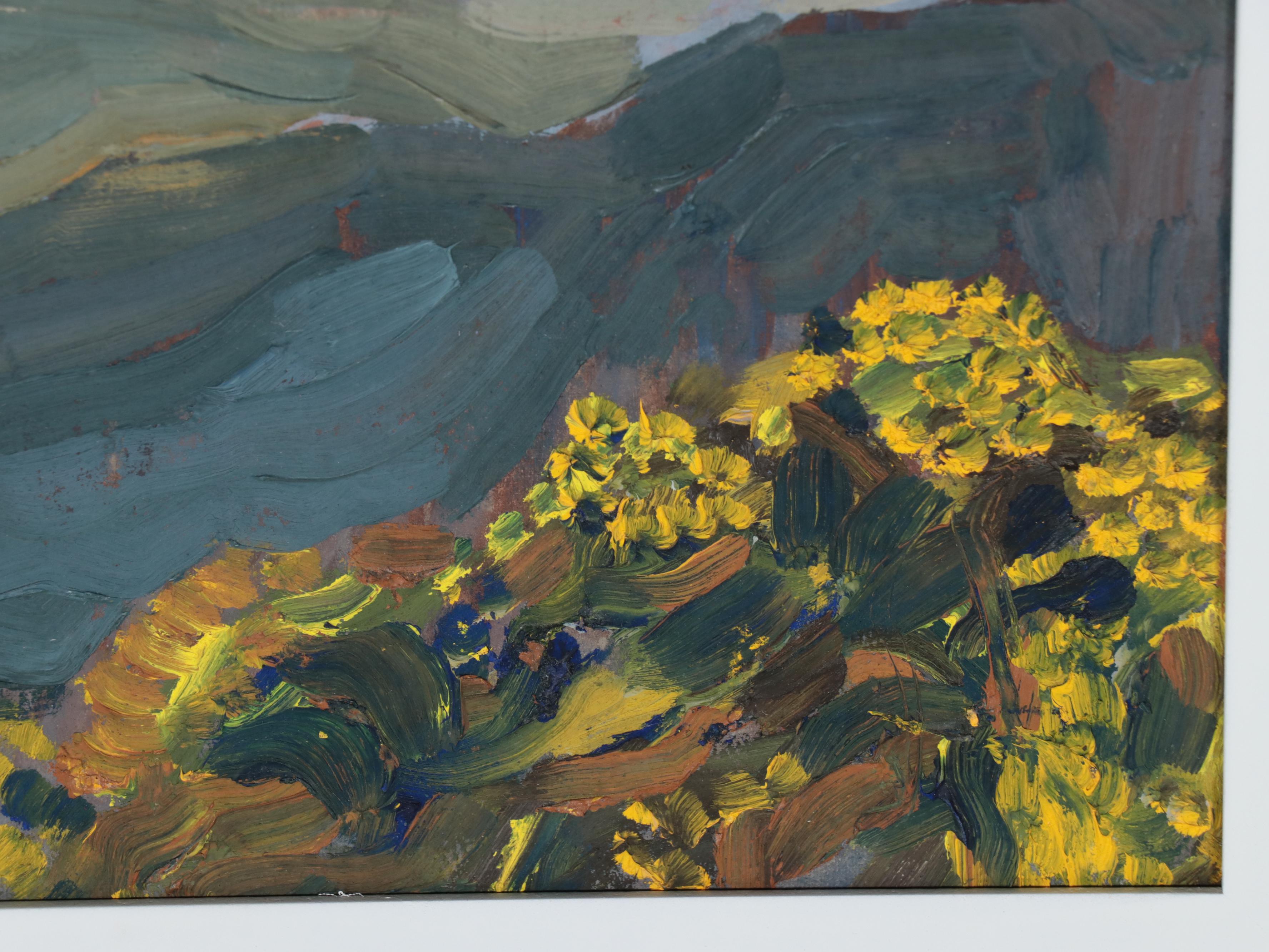 Abstract Landscape Oil Painting of Mountain Scene