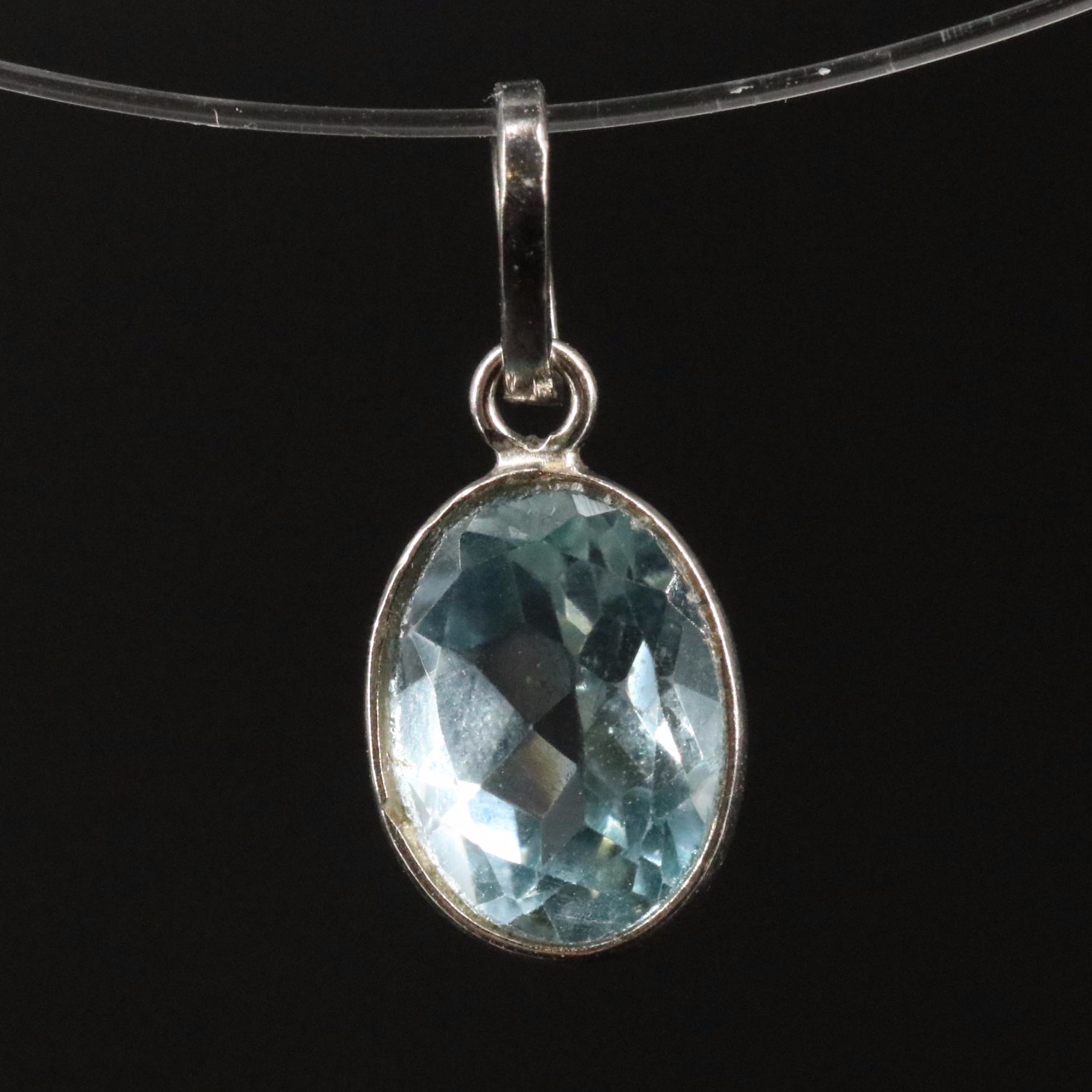 14K Blue Topaz Pendant