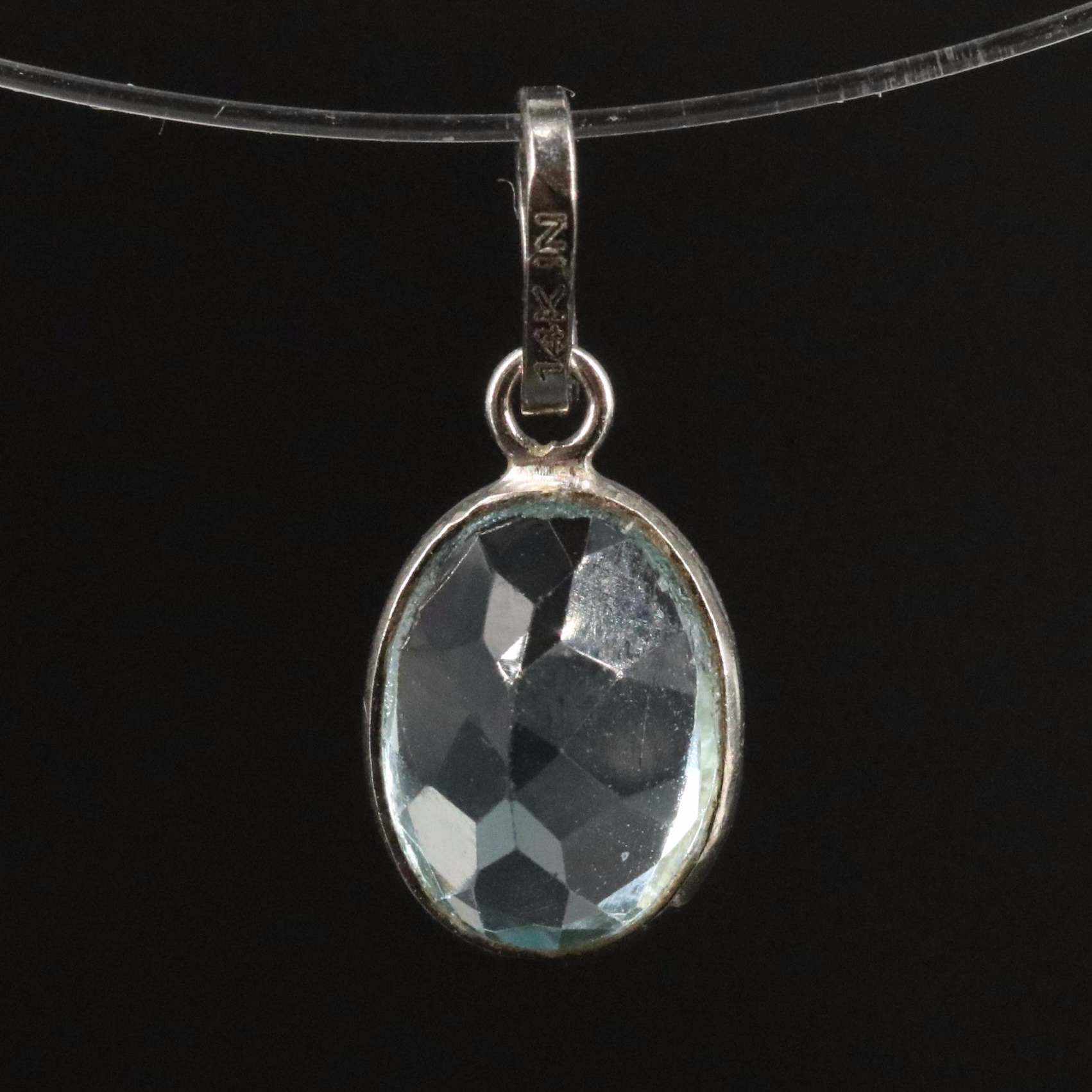 14K Blue Topaz Pendant