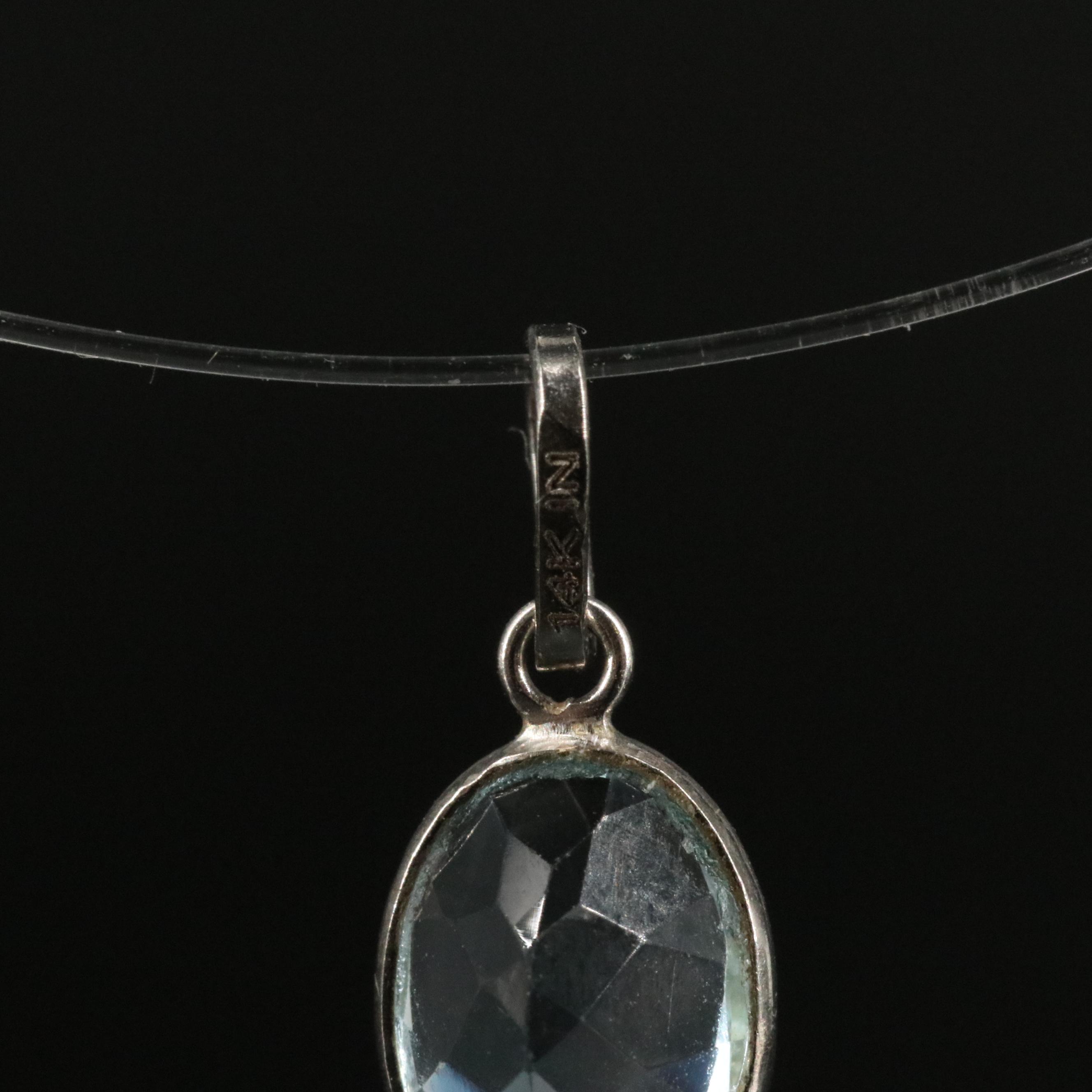 14K Blue Topaz Pendant