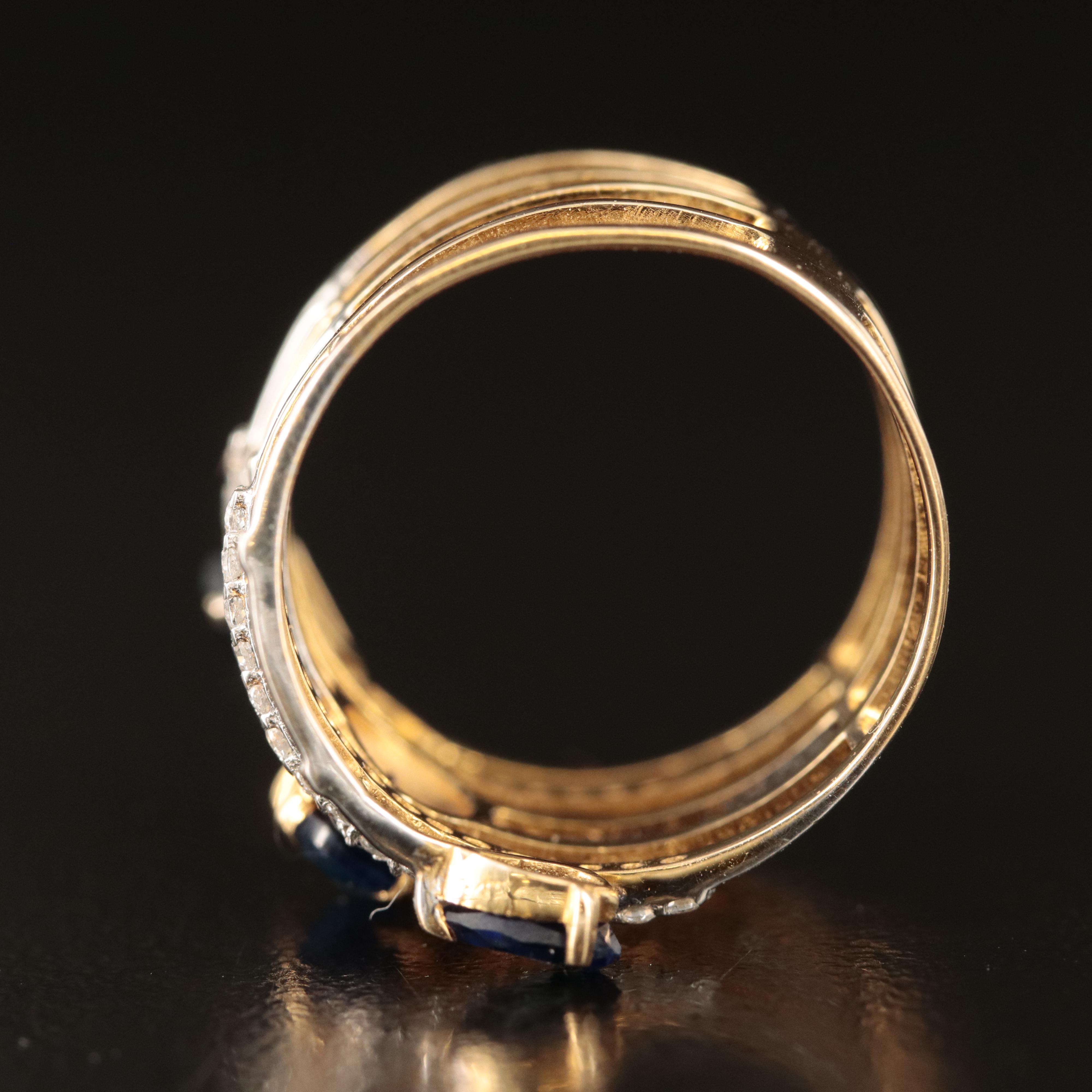 18K Sapphire and Cubic Zirconia Wrap Ring