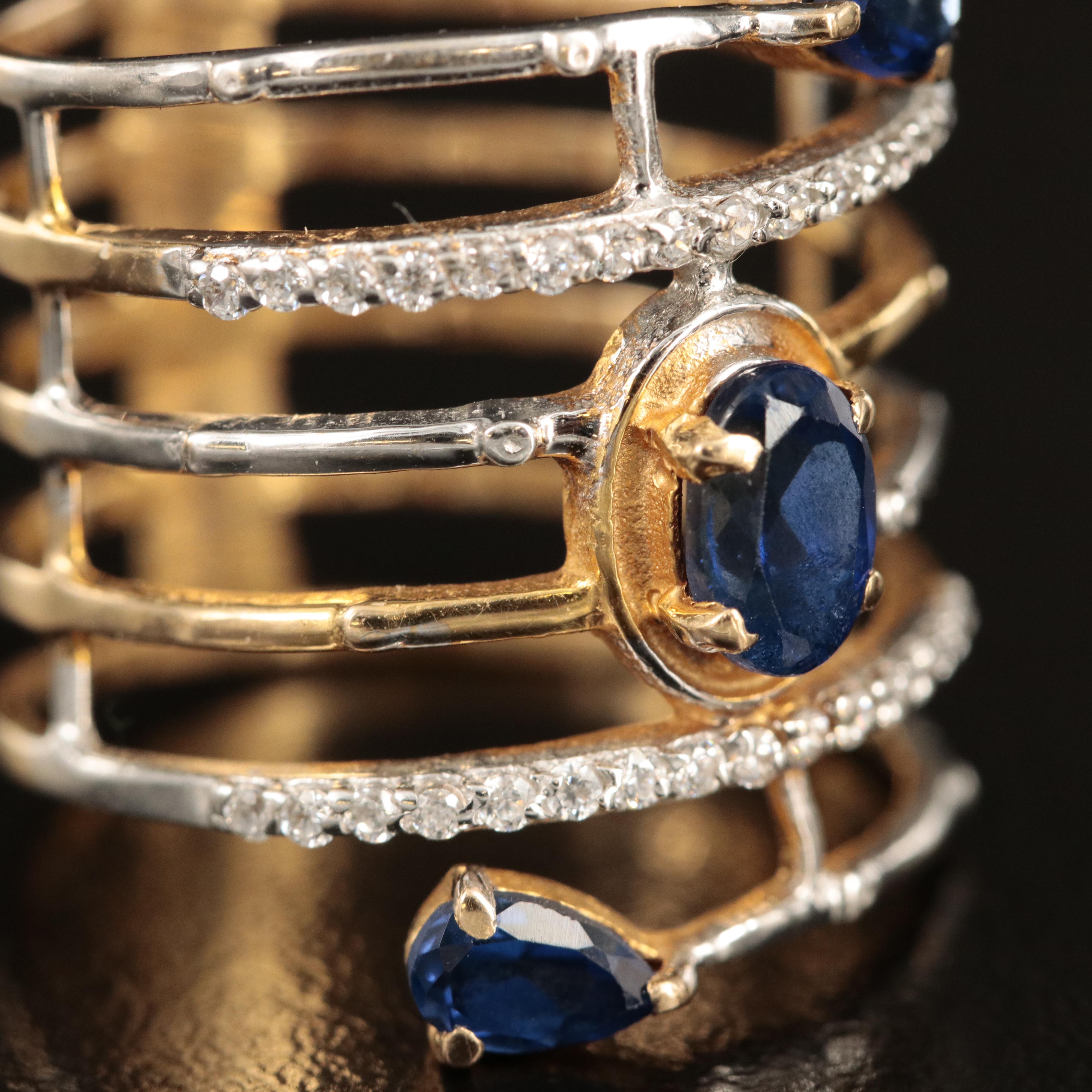 18K Sapphire and Cubic Zirconia Wrap Ring