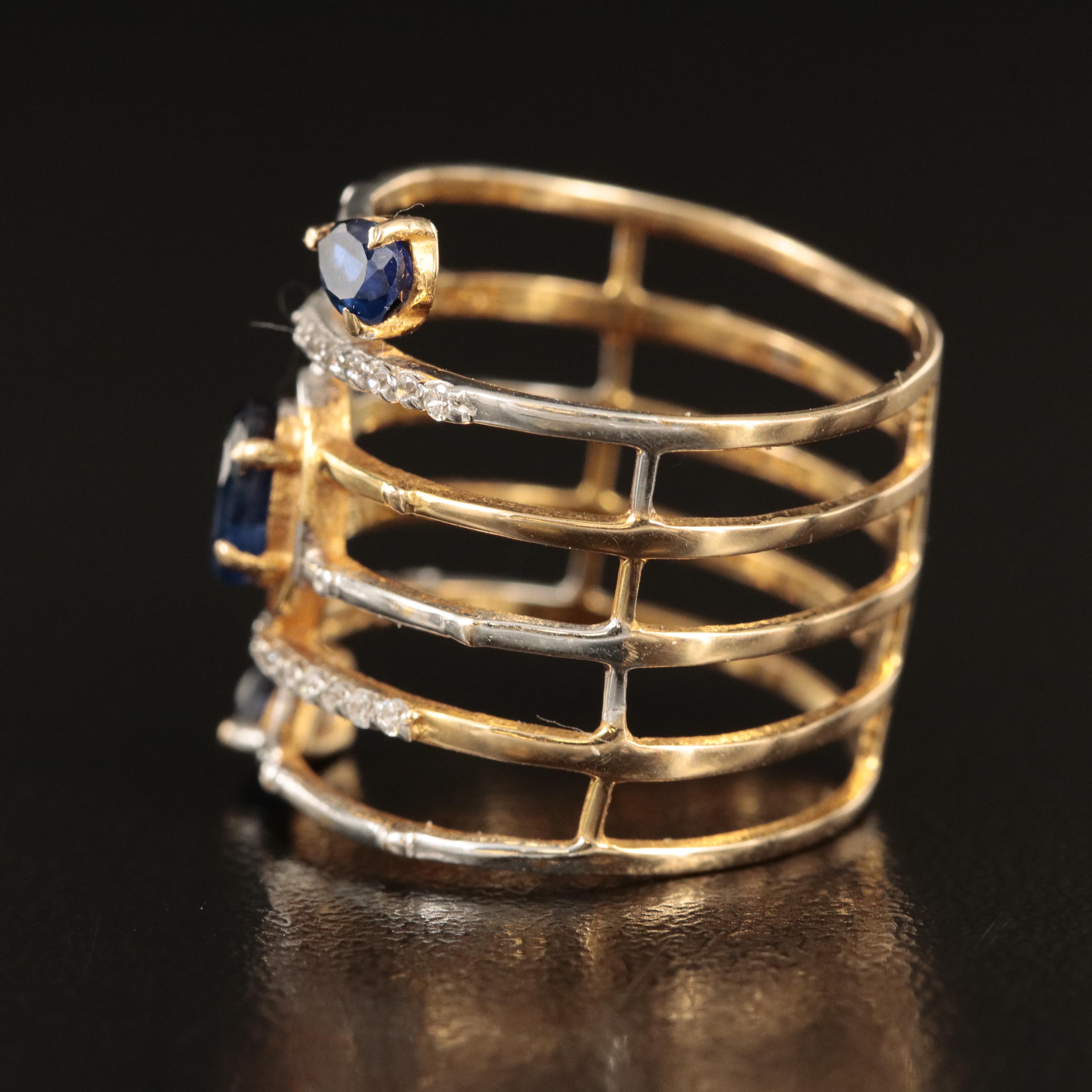 18K Sapphire and Cubic Zirconia Wrap Ring