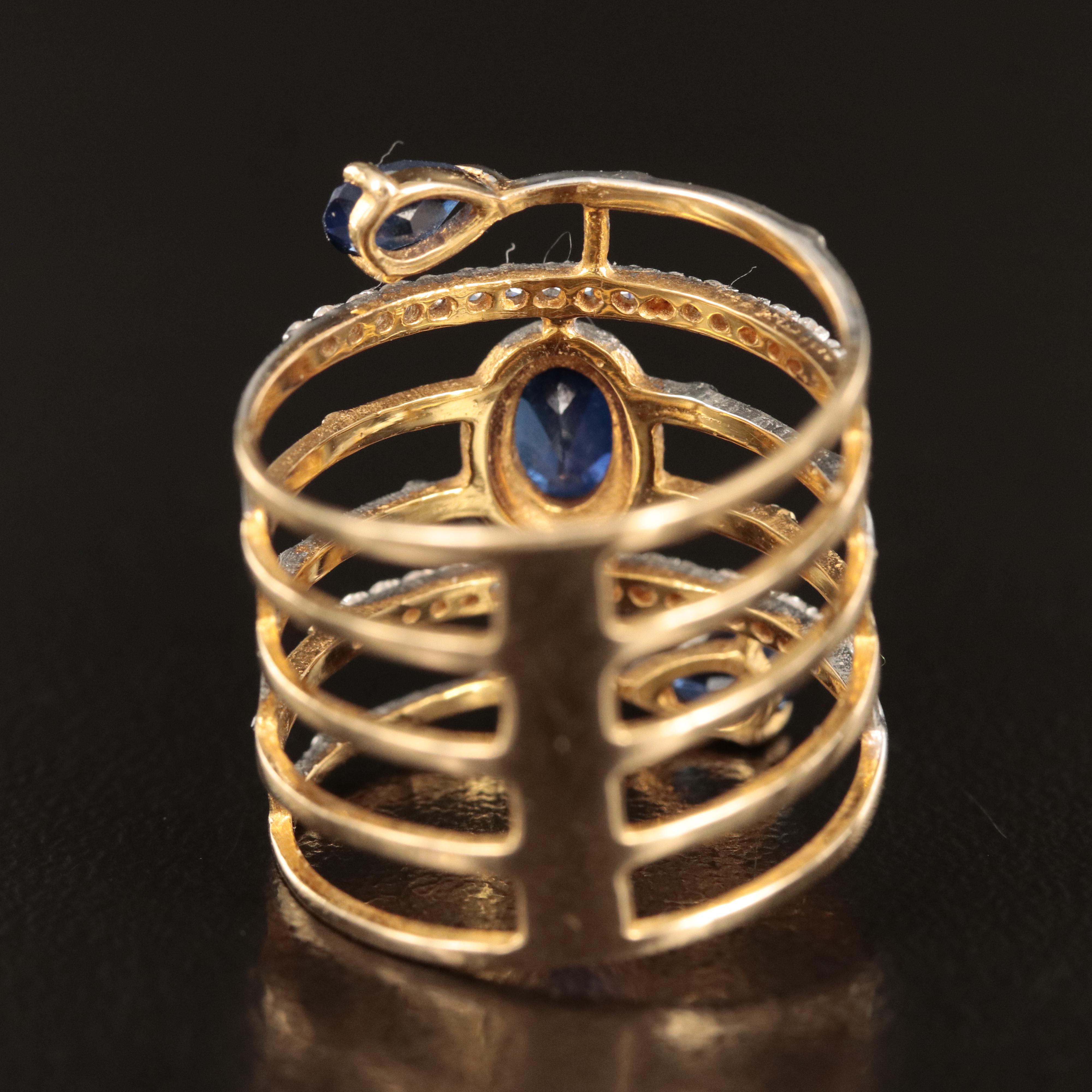 18K Sapphire and Cubic Zirconia Wrap Ring