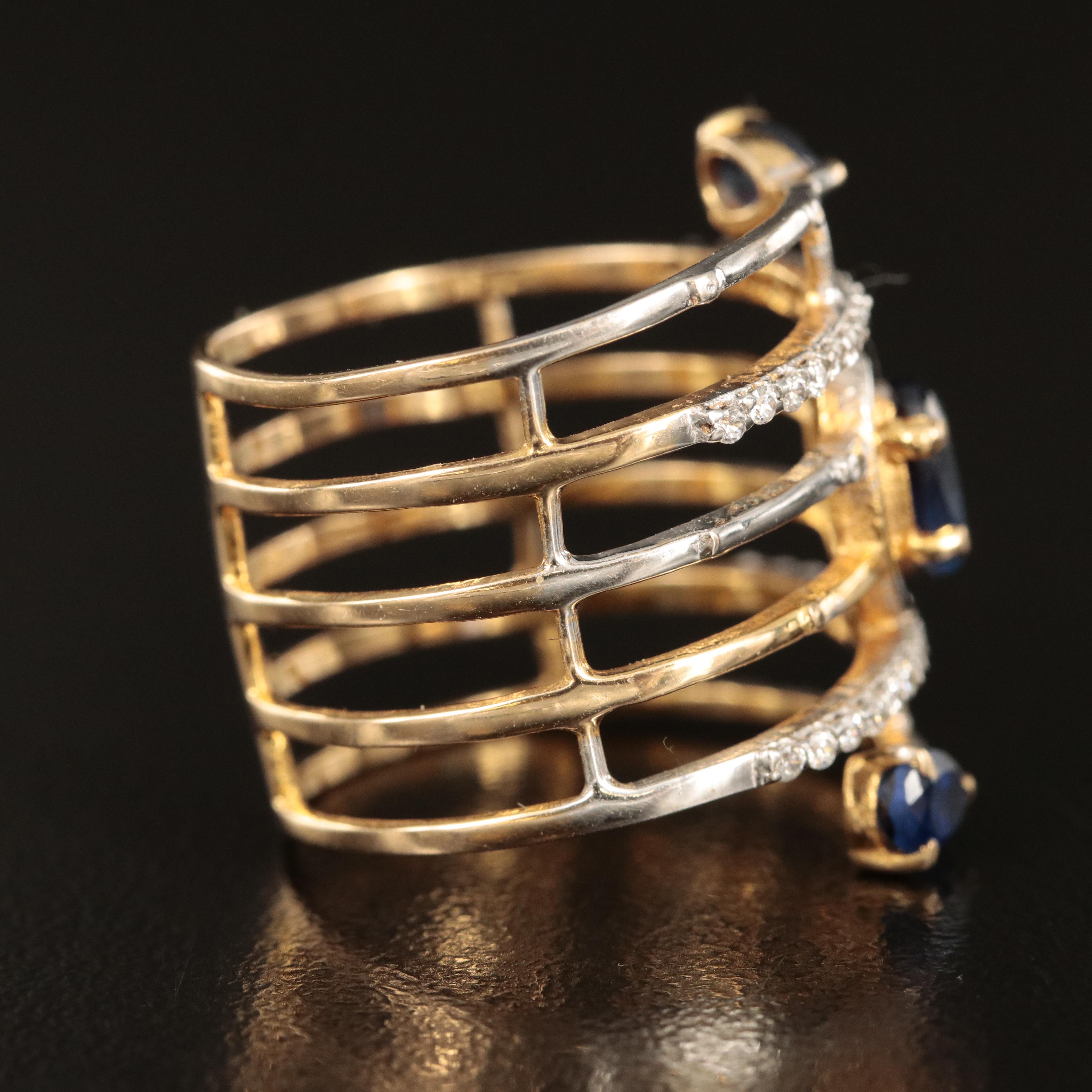 18K Sapphire and Cubic Zirconia Wrap Ring