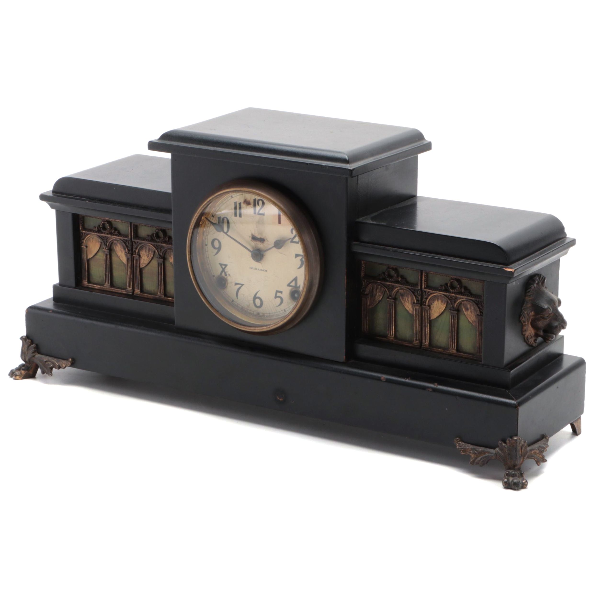 E. Ingraham Co. Ebonized Mantel Clock, Early 20th Century