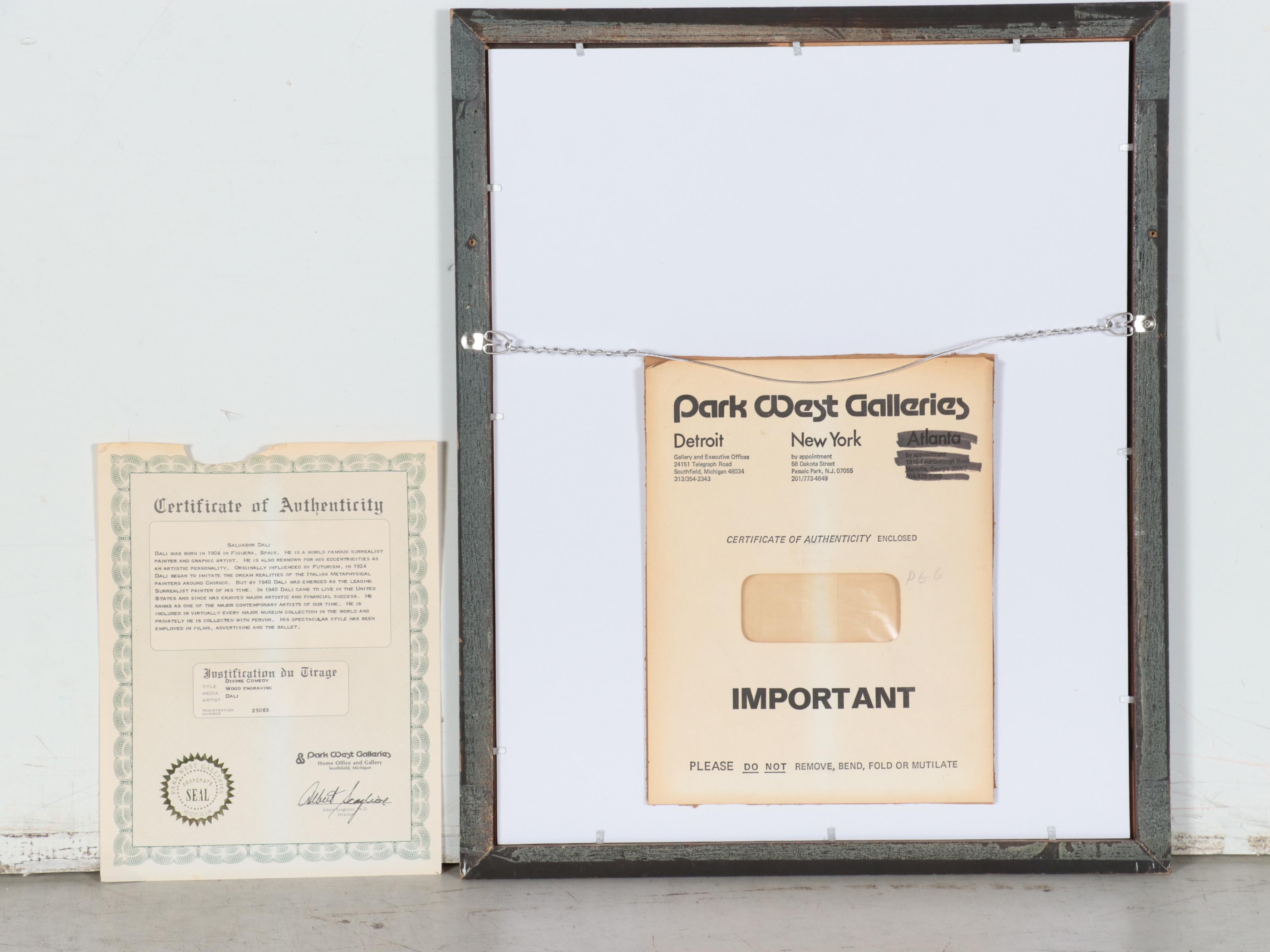 Salvador Dalí Wood Engraving "Les morts par violence"