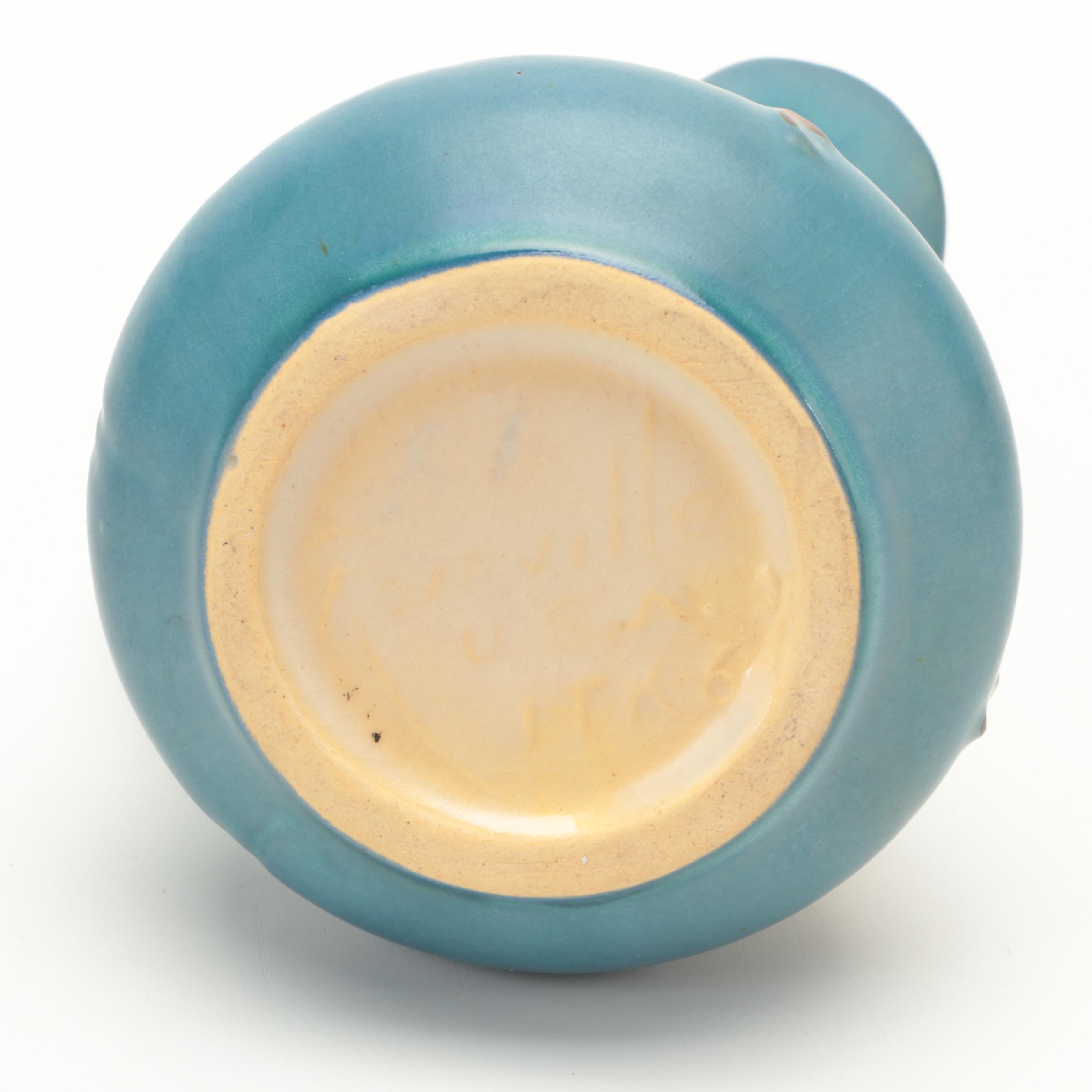 Roseville Pottery "Bushberry" Jardiniere and "Snowberry Persian Blue" Ewer