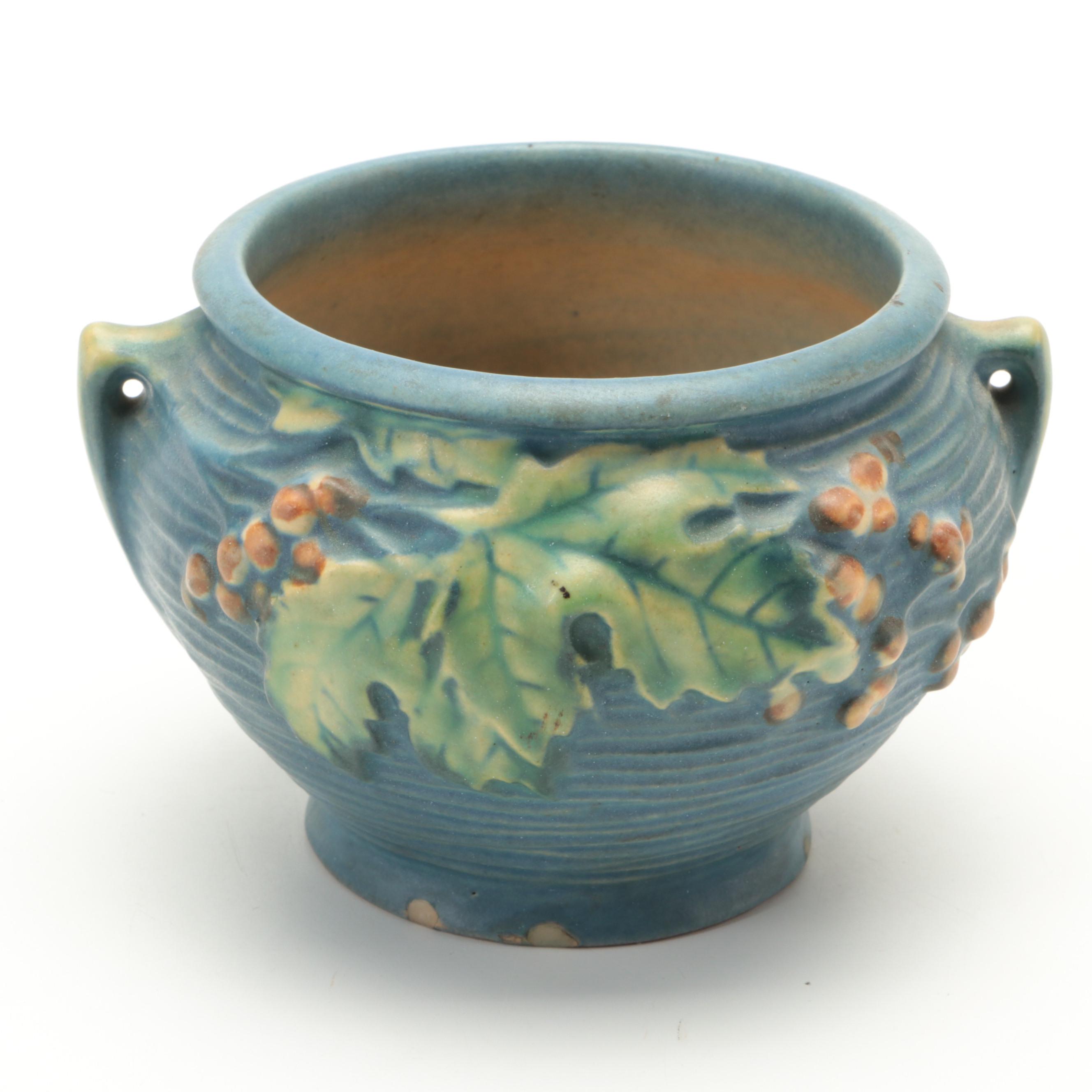 Roseville Pottery "Bushberry" Jardiniere and "Snowberry Persian Blue" Ewer