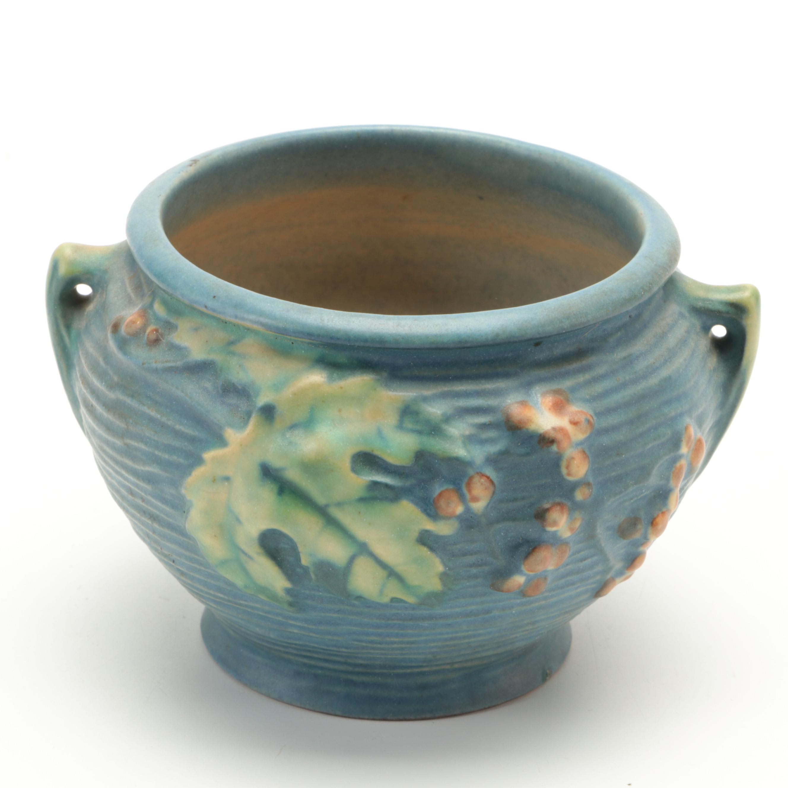 Roseville Pottery "Bushberry" Jardiniere and "Snowberry Persian Blue" Ewer