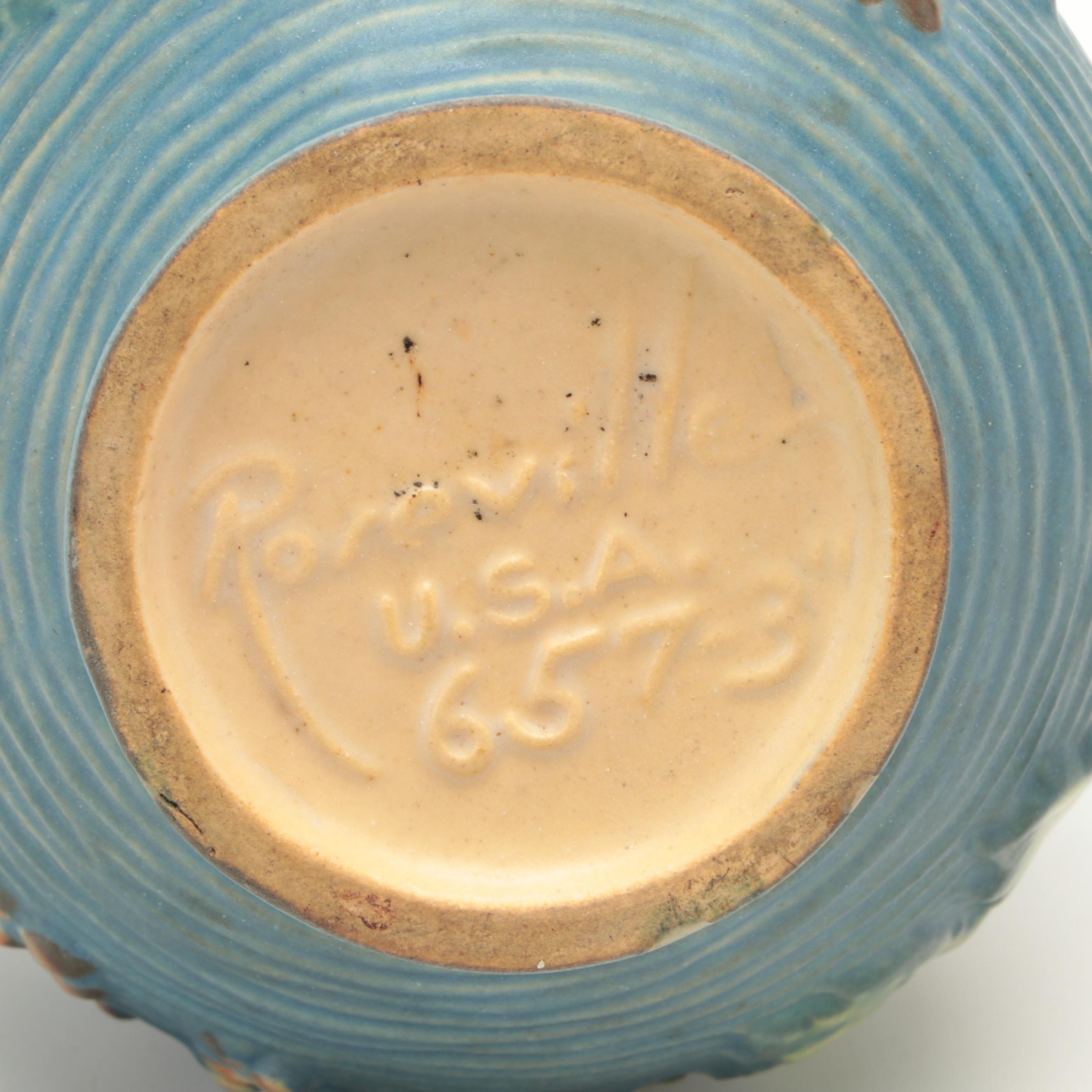 Roseville Pottery "Bushberry" Jardiniere and "Snowberry Persian Blue" Ewer