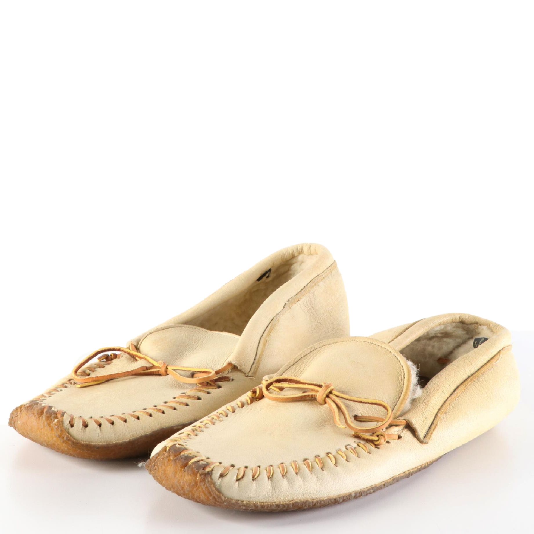 Men's Shearling Leather Moccasins with Crepe Soles