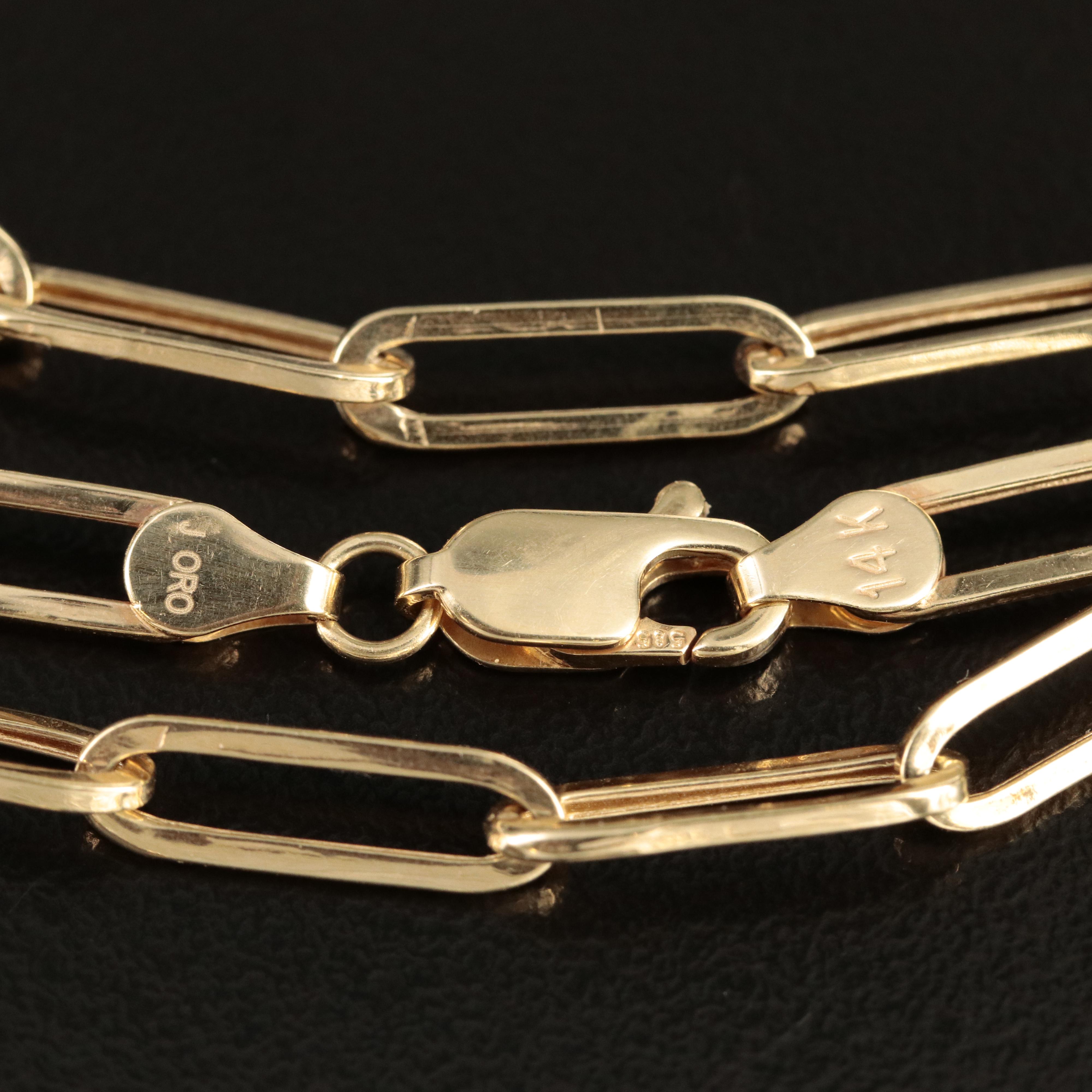 14K Paper Clip Chain Necklace