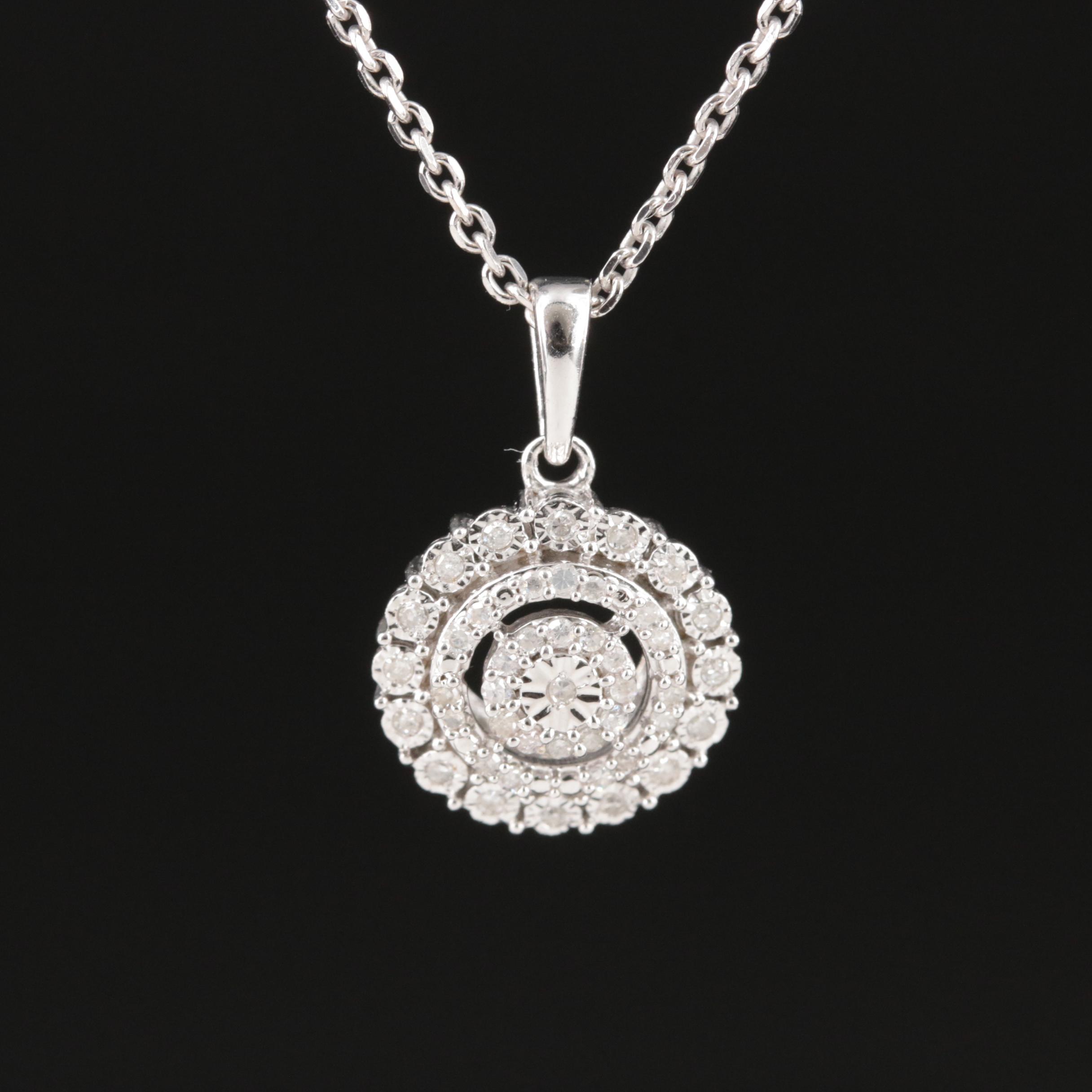 Sterling Diamond Pendant Necklace