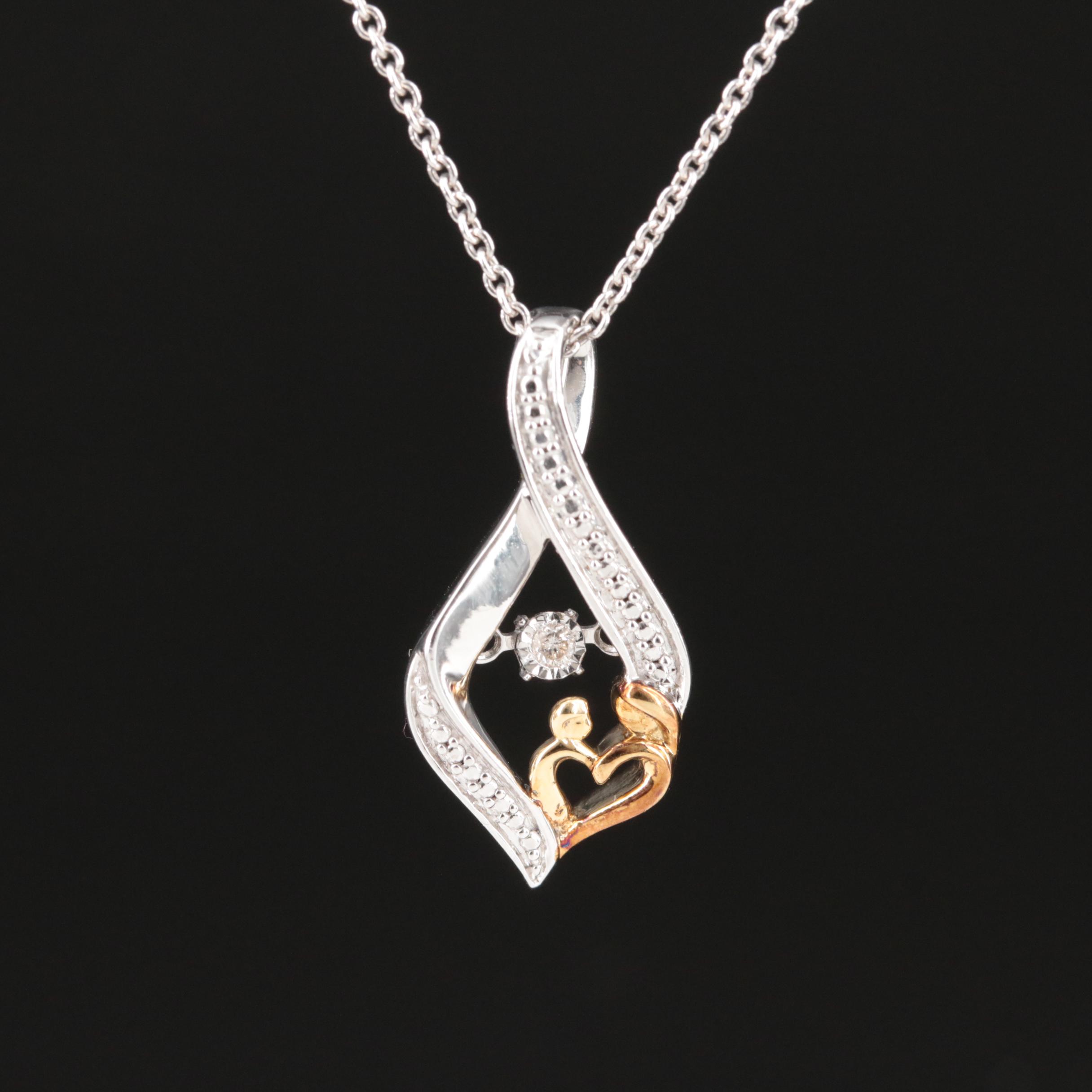 Sterling Diamond Pendant Necklace