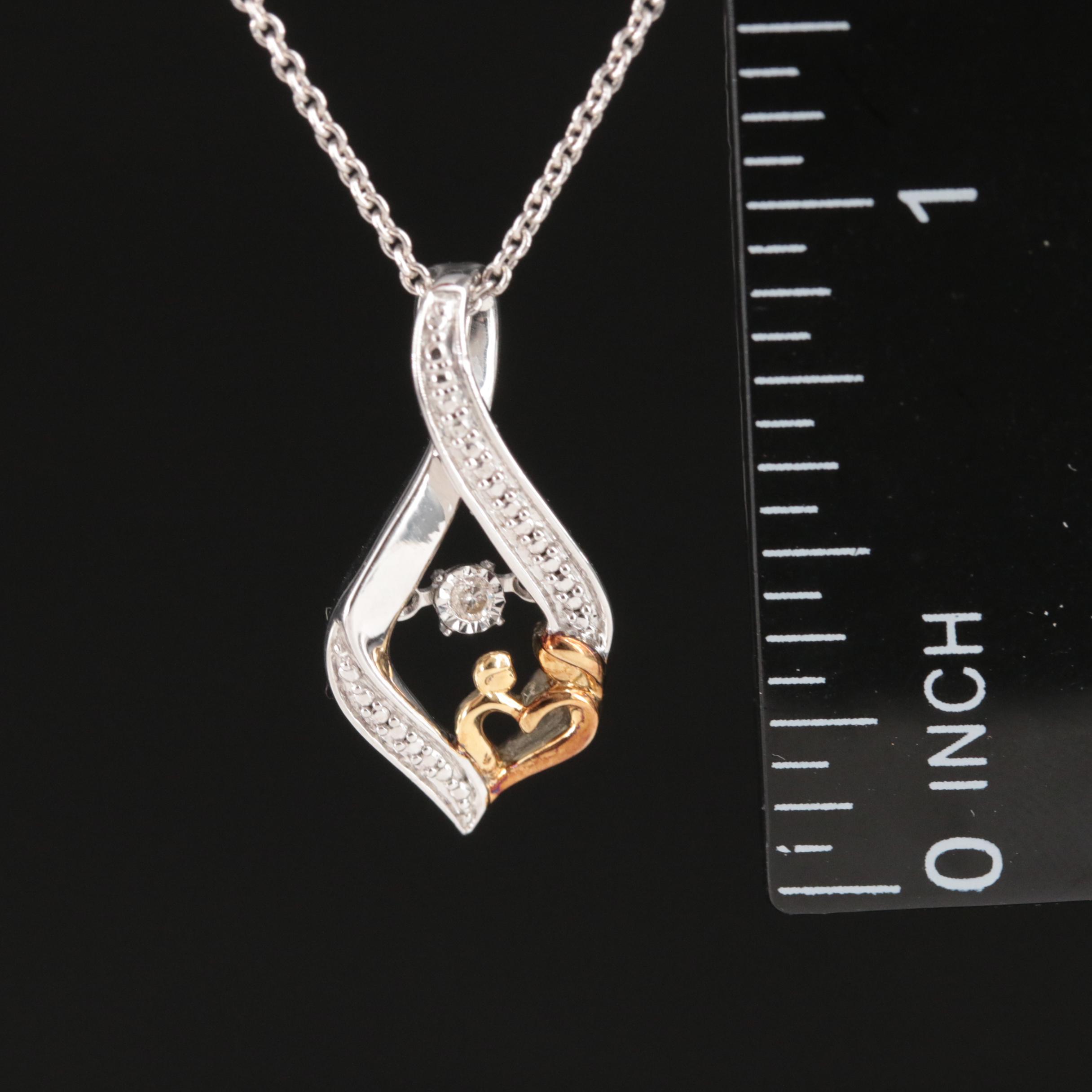 Sterling Diamond Pendant Necklace