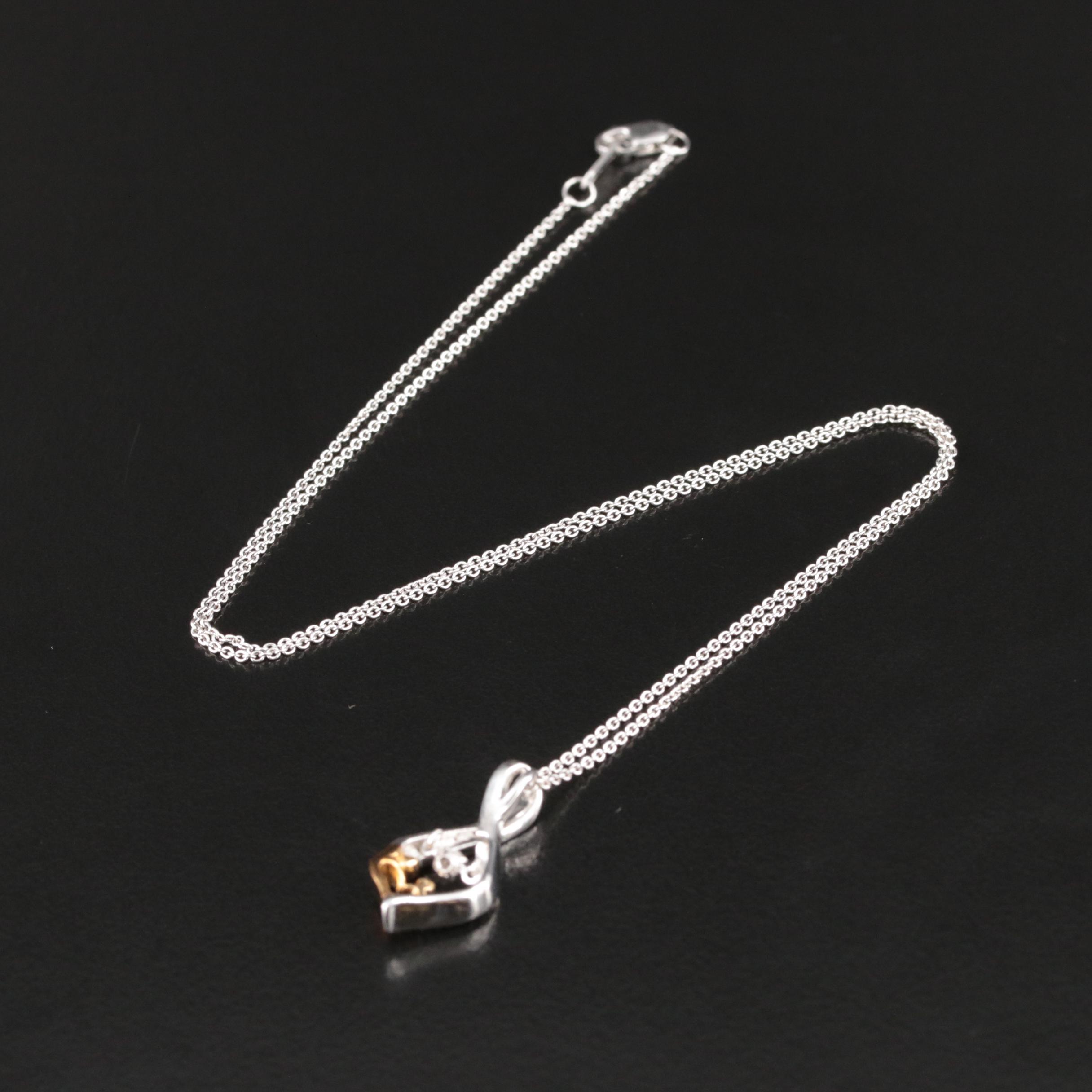 Sterling Diamond Pendant Necklace