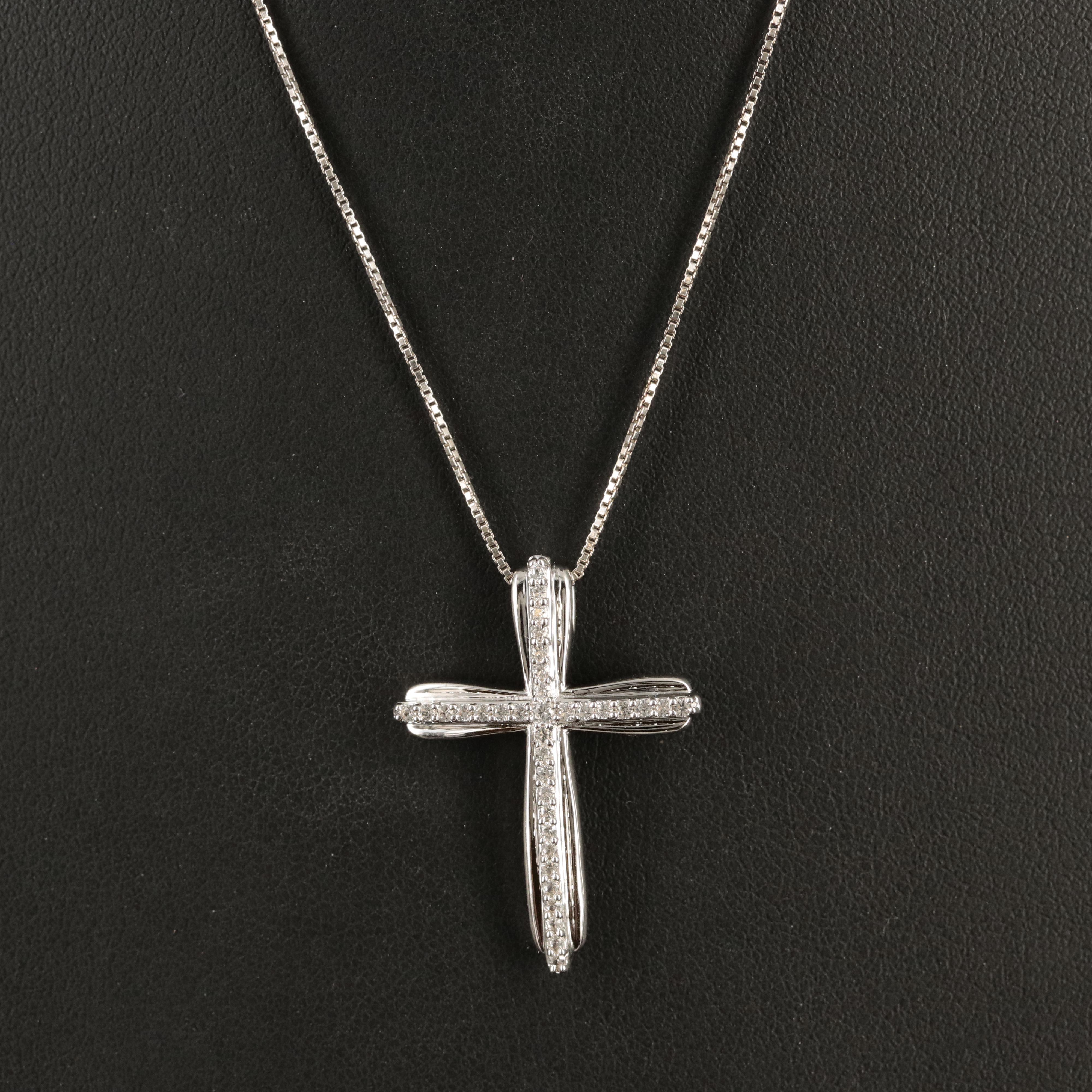 Sterling White Sapphire Cross Necklace