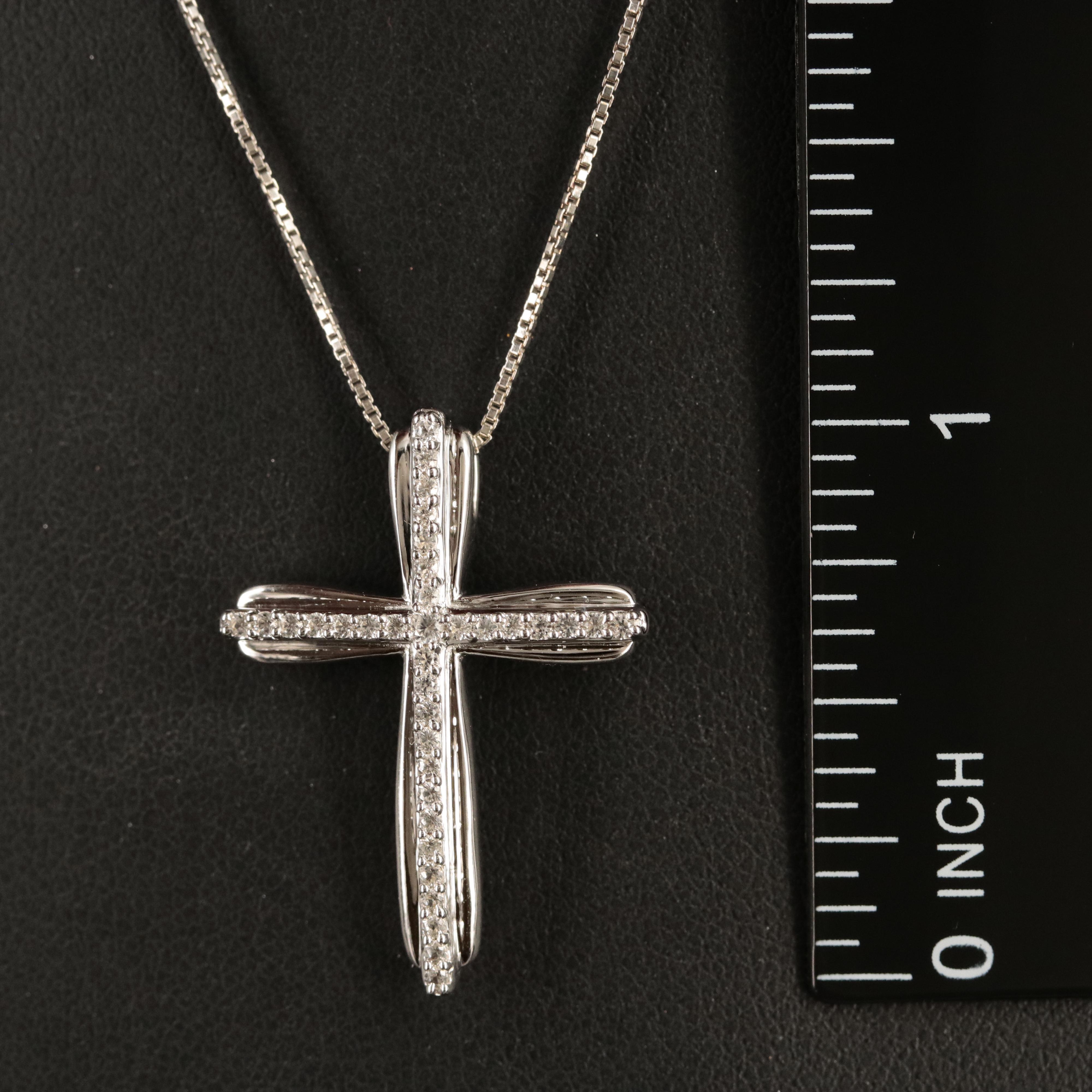 Sterling White Sapphire Cross Necklace
