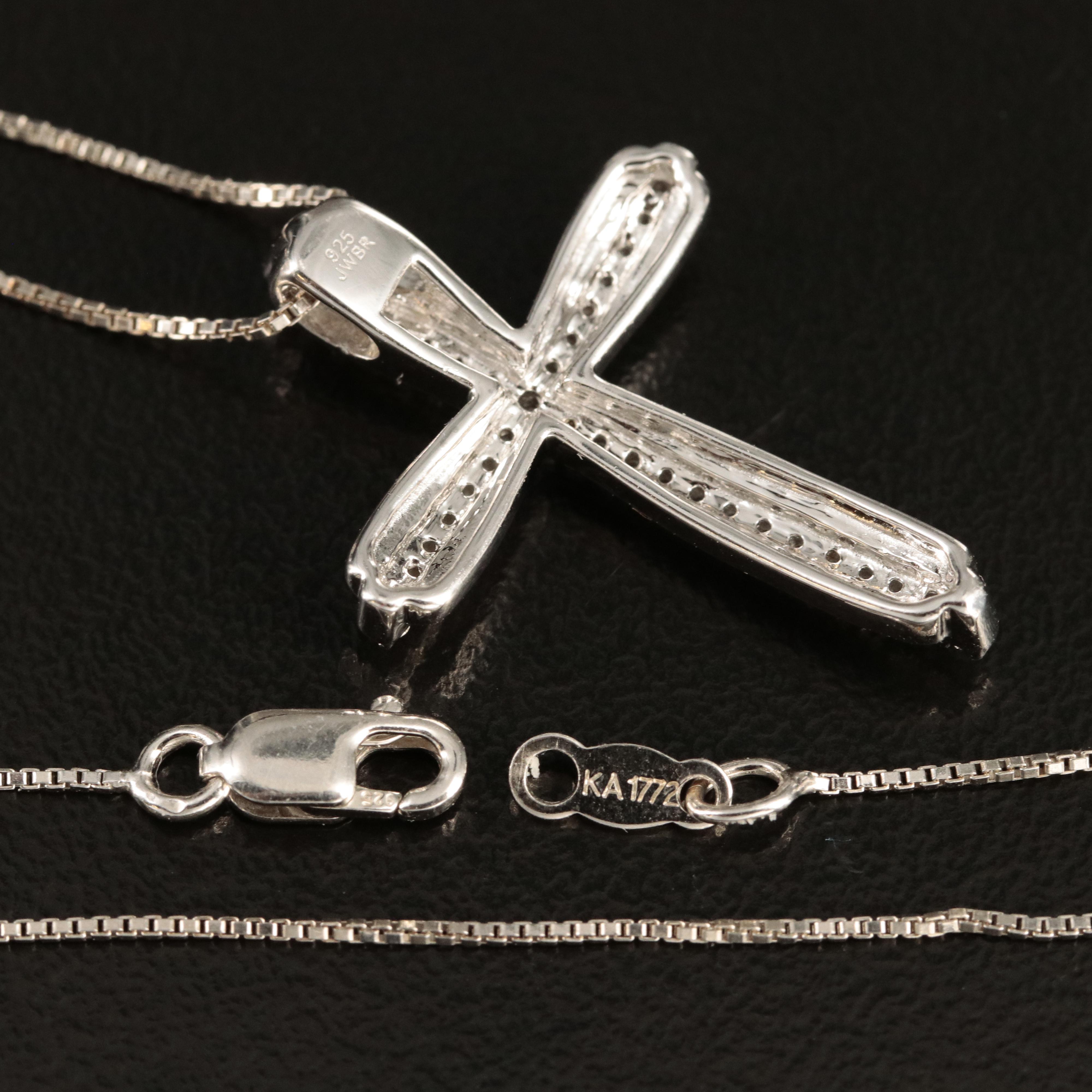 Sterling White Sapphire Cross Necklace