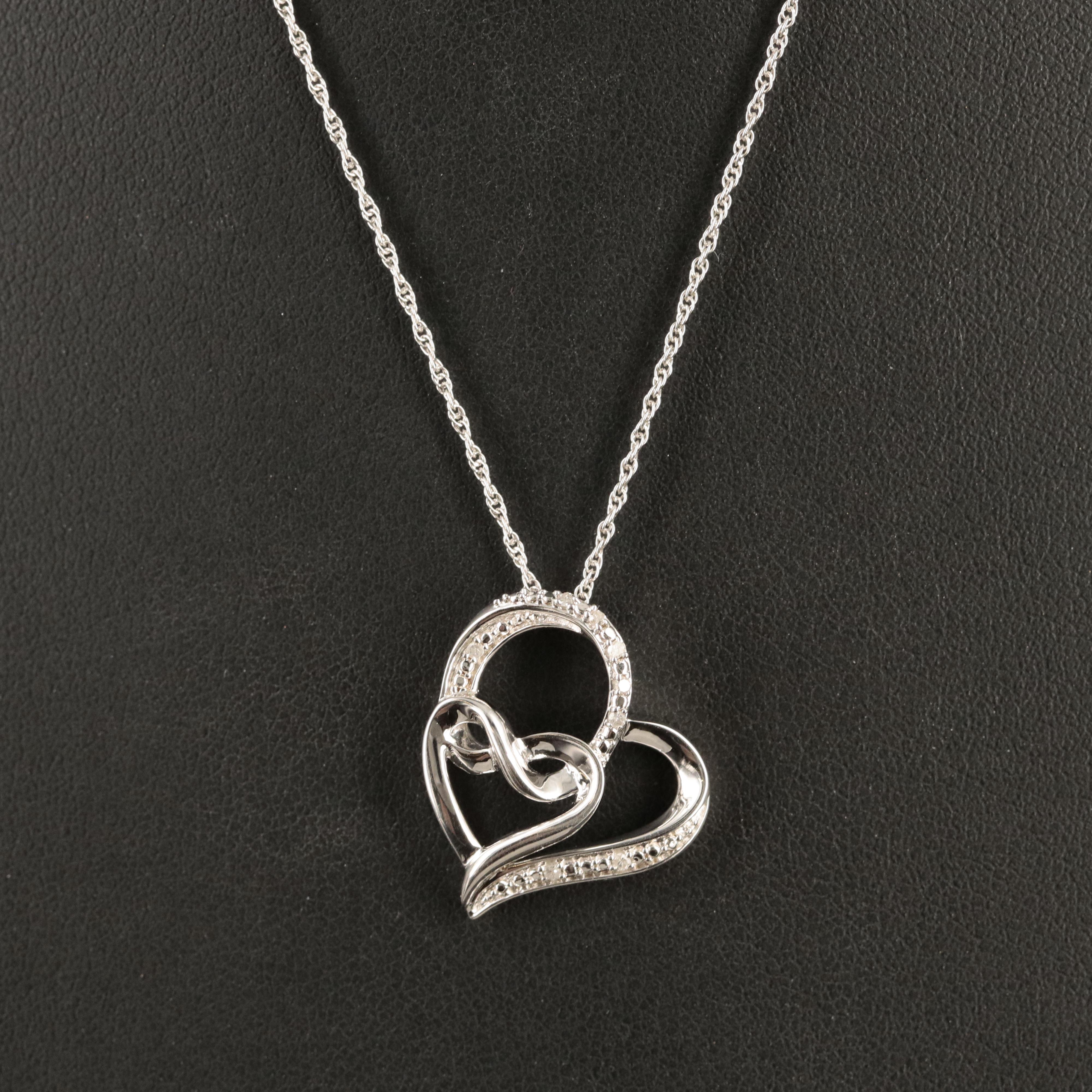 Sterling Diamond Infinity Heart Necklace